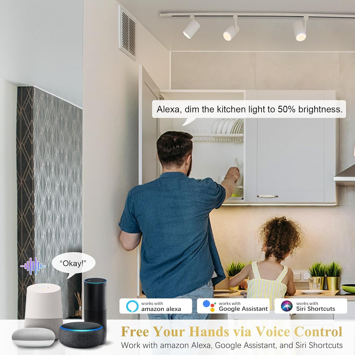 Dicuno GU10 Smart Bulbs, Wifi Light Bulbs, Works with Alexa and Google Home, Dimmable LED Spotlights, 5W = 50W, 450LM, 2700K-6500K, 110 Degree Beam Angle, 100-240V, No Hub Required, Pack of 4