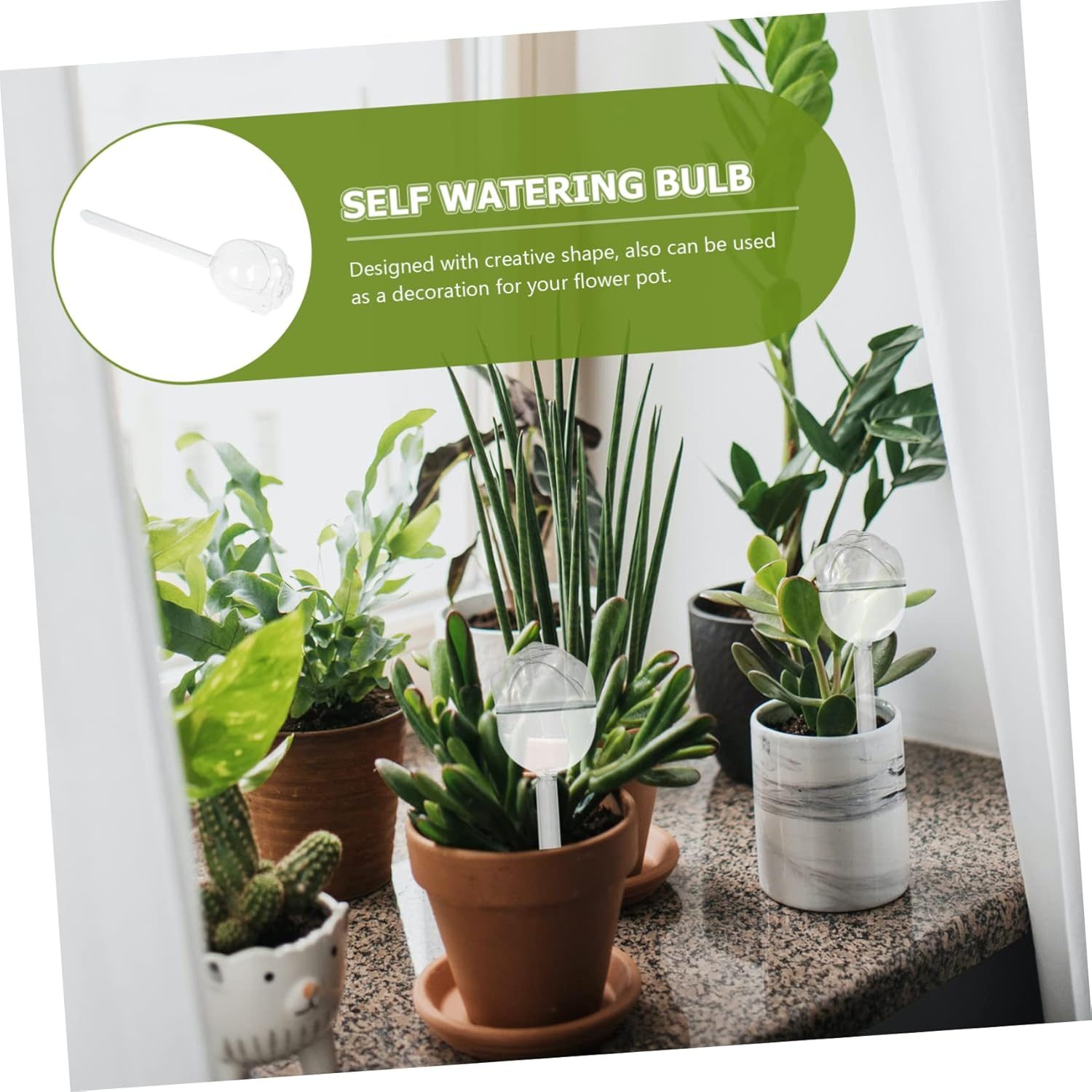 Happyyami Automatic Watering Machine Glass Plant Watering Device for Indoor Outdoor Use for Flower Plants