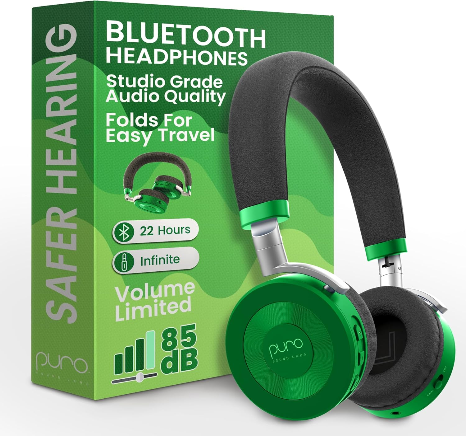 Puro Sound Labs Juniorjam plus Volume Limiting Headphones for Kids, Safer Audio to Protect Hearing- Adjustable Bluetooth Headphones for Tablets, Smartphones, Pcs- 22-Hour Battery Life-Blue