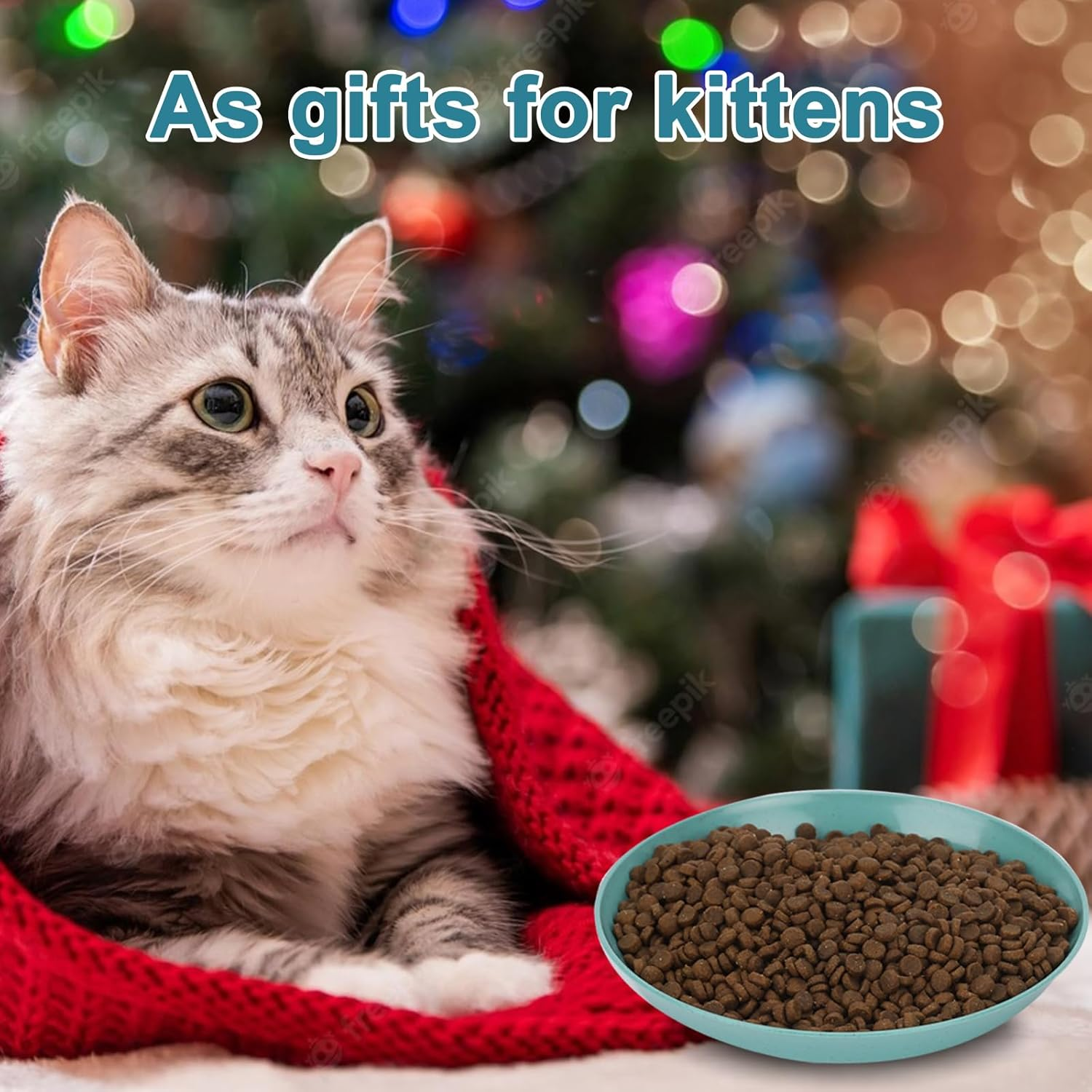 Pack of 4 Cat Food Bowls, Flat Cat Food, Flat Cat Bowls, Whiskers, Fatigue-Free, Cat Food Bowls for Food and Water, Cat Bowl for Kittens and Short-Legged Cats