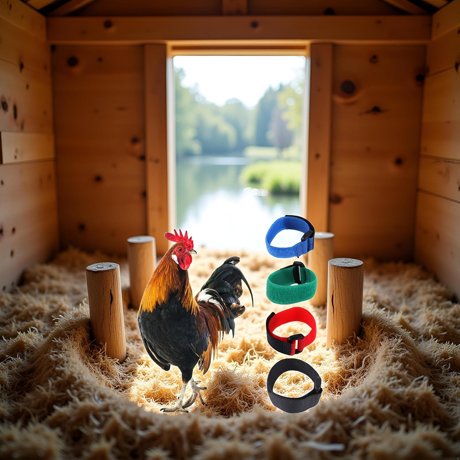 2Pcs anti Crowing Collar Adjustable Rooster Cockerels Anti-Hook No Noise Nylon Neck Strap Pet Products Pets Collar anti Crow Rooster Rooster Collar Collar anti Crow Rooster Collar for Small Rooster image number 5