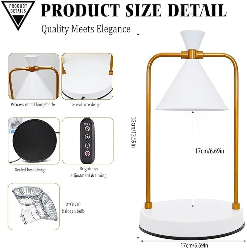 Electric Candle Warmer Lamps with 2 Bulbs - Adjustable Brightness and Timer Function, Aromatic Candle Holders for Vintage Bedroom Decor，Mum Mothers Day Gifts image number 1