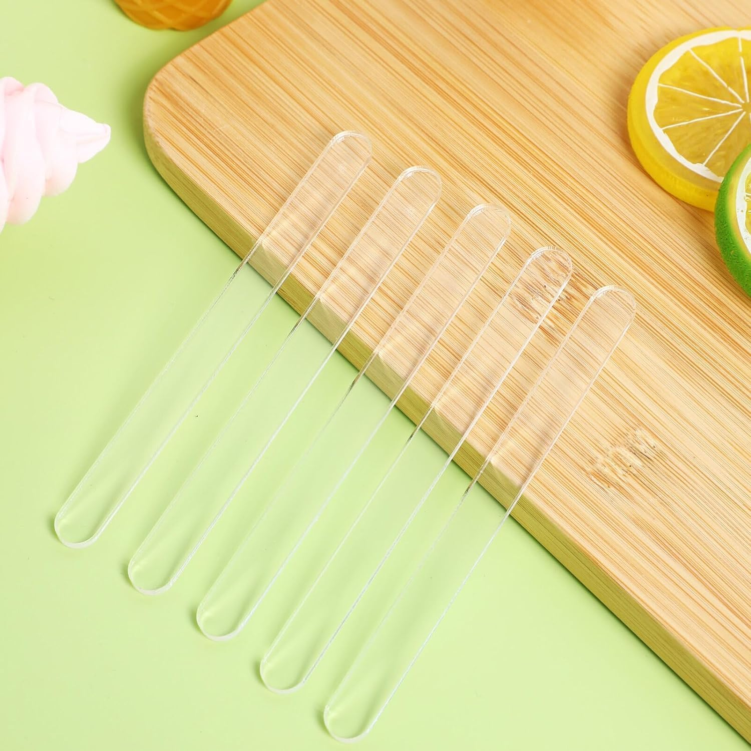 50 Pieces Ice Cream Sticks, 4.5" Acrylic Sticks Reusable Cakesicle Sticks Cake Pop Mold Mirror Ice Pop Sticks Ice Cream Cakesicle Mold for Home Cake Candy Gifts Party Craft (Transparent) image number 4