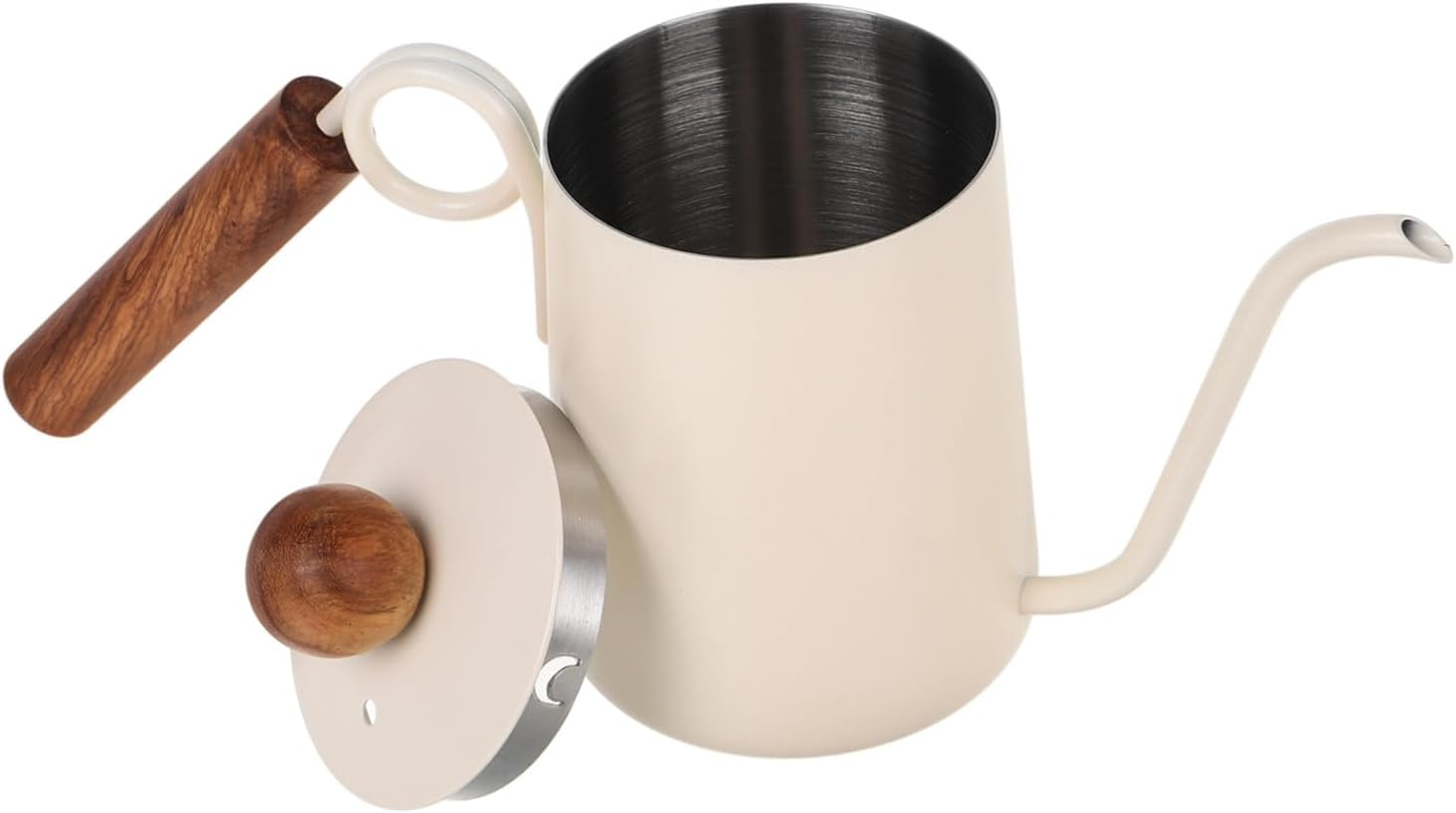 GRIRIW Vintage Style Steel Coffee Maker Stainless Steel Pot Long Spout Drip Pot for Gooseneck Tea Kettle Espresso Decanter image number 5