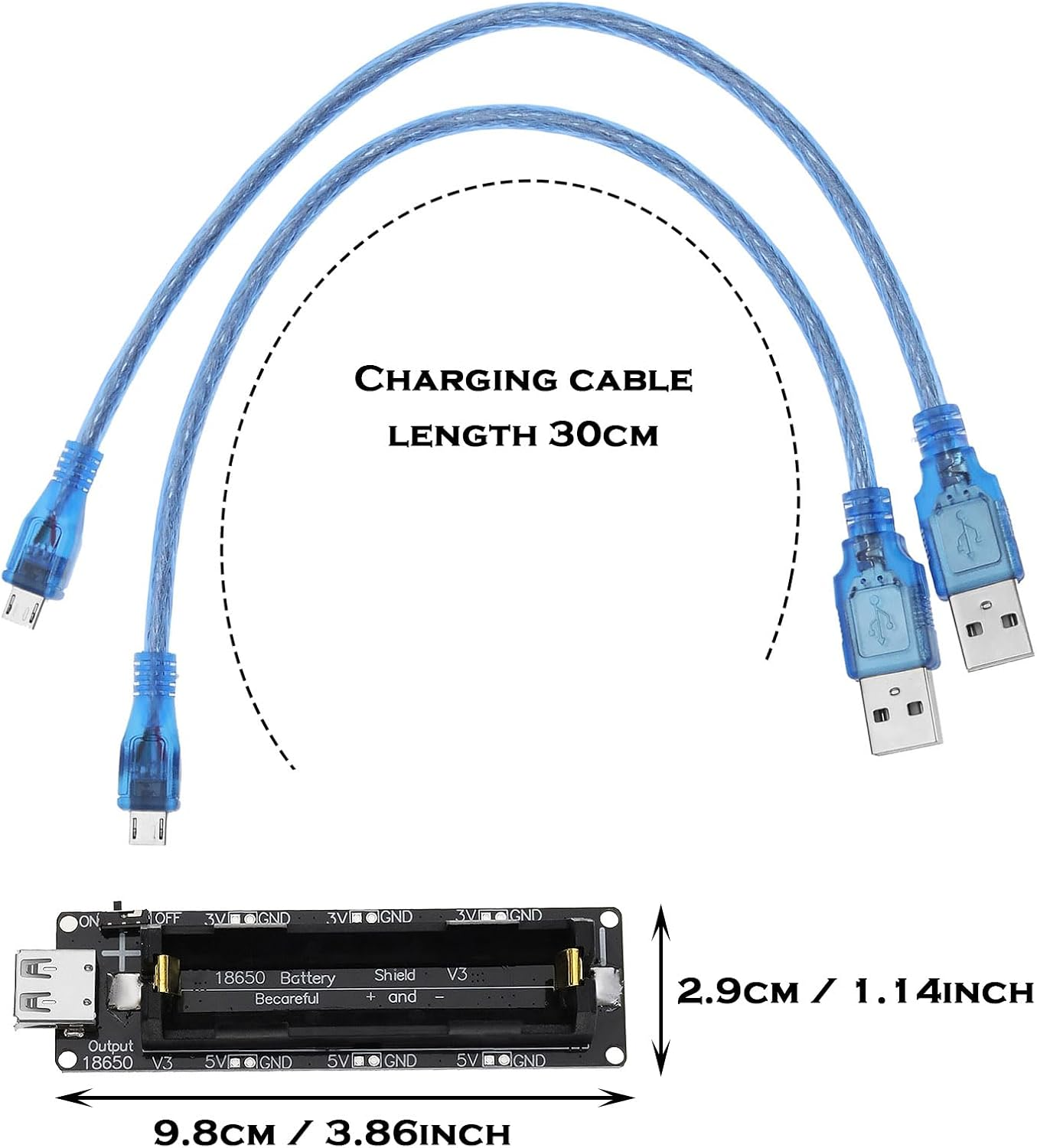 Be in Your Mind 2 Set of 18650 Lithium Li-Ion Battery Expansion Shield 5V-3V Micro USB Module 600Ma 3V/1A 5V/3A with Charging Cable Compatible with Raspberry Pi 3 Compatible with ESP32 ESP8266
