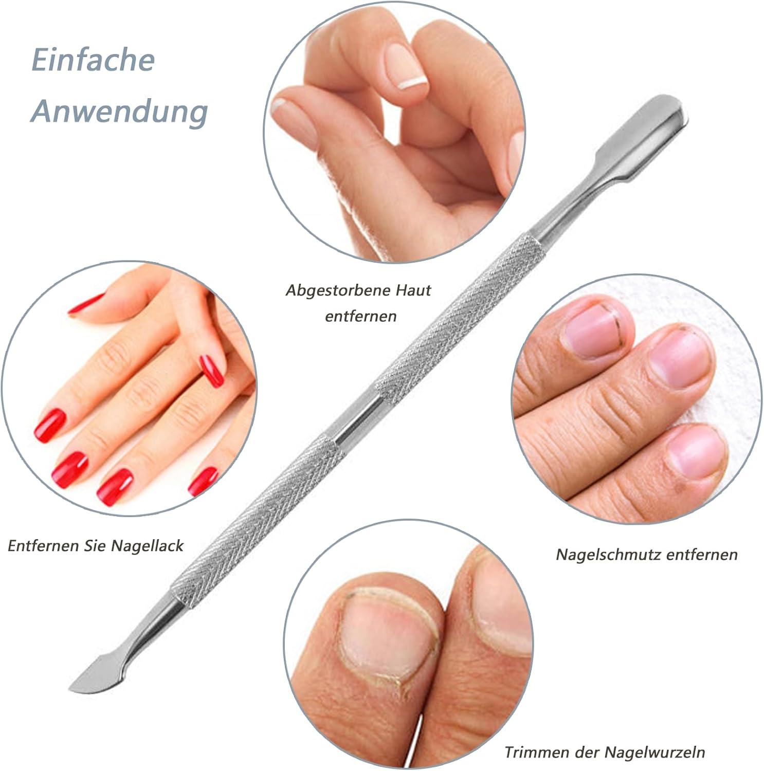 CALLYSONIC, Cuticle Pusher, Cuticle Remover, Gel Nail Accessories, Nail Accessories, 2 in 1, Cuticle Pusher 2 Sides, for Manicure, Pedicure, Nail Cleaning, Gel Nail Polish, Pack of 4