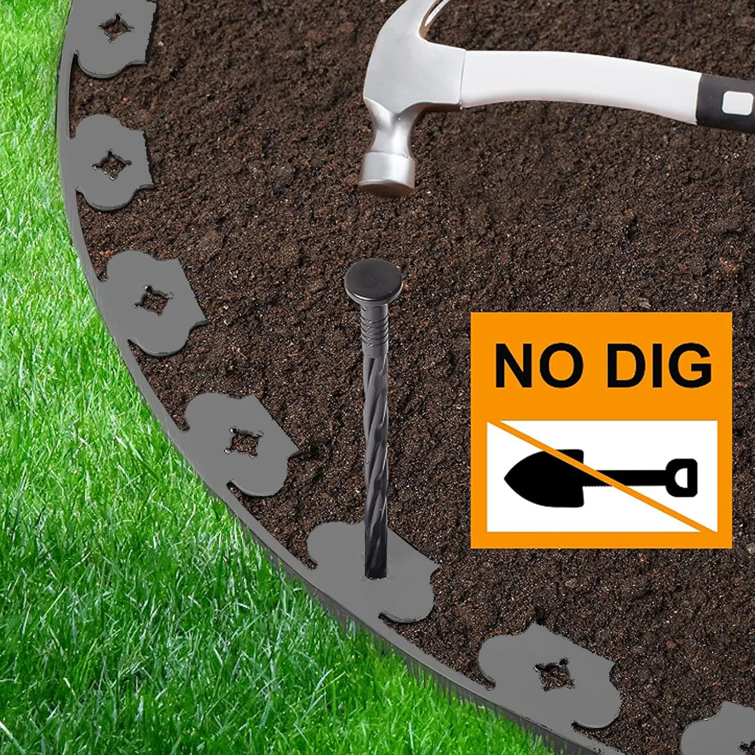 Landscape Edging Kit, PE Durable Easy to Use Plastic Garden Edging Border L Shaped for Lawn (5Cm*5Cm*10M) image number 6