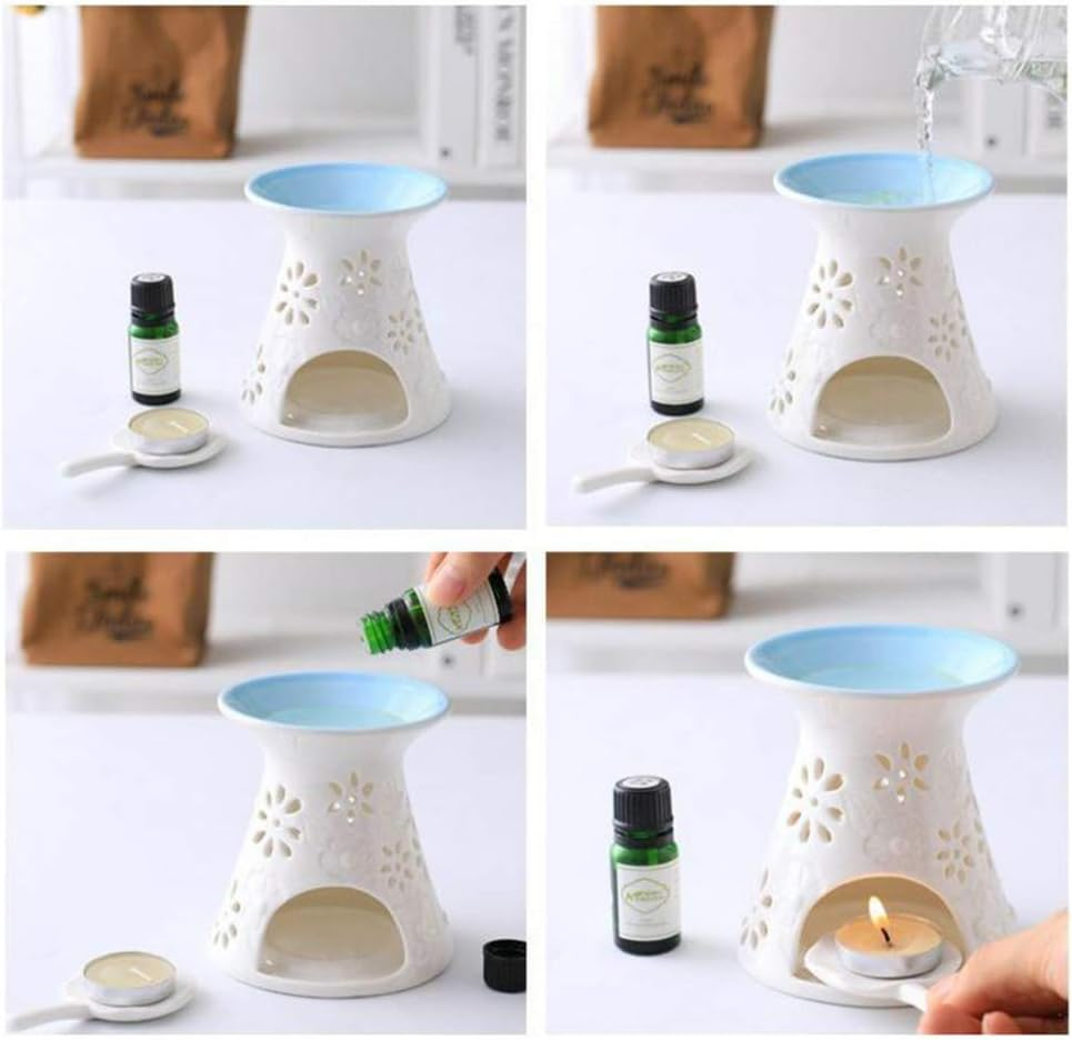 Sculpture Statue Antiques Collectables，Ceramic Tea Light Holder, Aromatherapy Essential Oil Burner, Wax Warmer Great Decoration for Living Room, Balcony, Patio, Porch and Garden,E (Color : A) image number 6