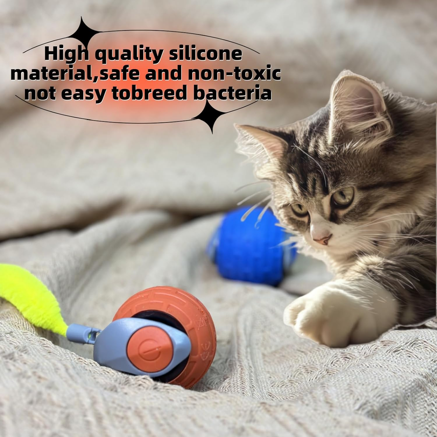 Interactive Cat Ball Toy, Electric Cat Ball Toy, 2025 Upgrade Interactive Cat Toy Ball, Automatic Moving Cat Toy Suitable for Active and Playful Cats (Tangerine) image number 4