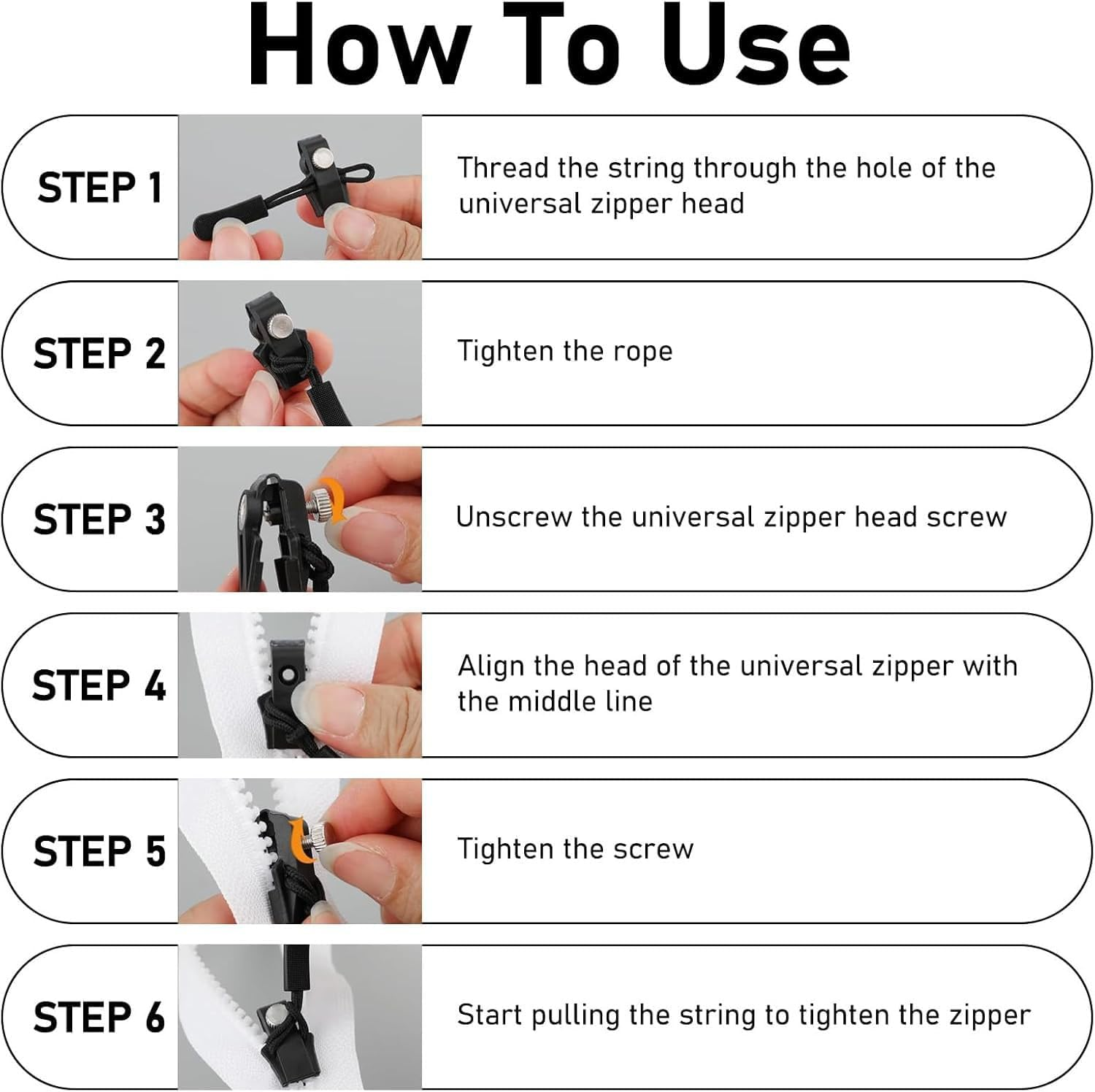 4 Pcs Fix Zip Puller, Instant Fix Zipper Repair Kit, Replacement Zip Slider for Jacket Backpack Luggage Sleeping Bag, Universal Instant Fix Zipper Repair Replacement Zip Slider image number 5