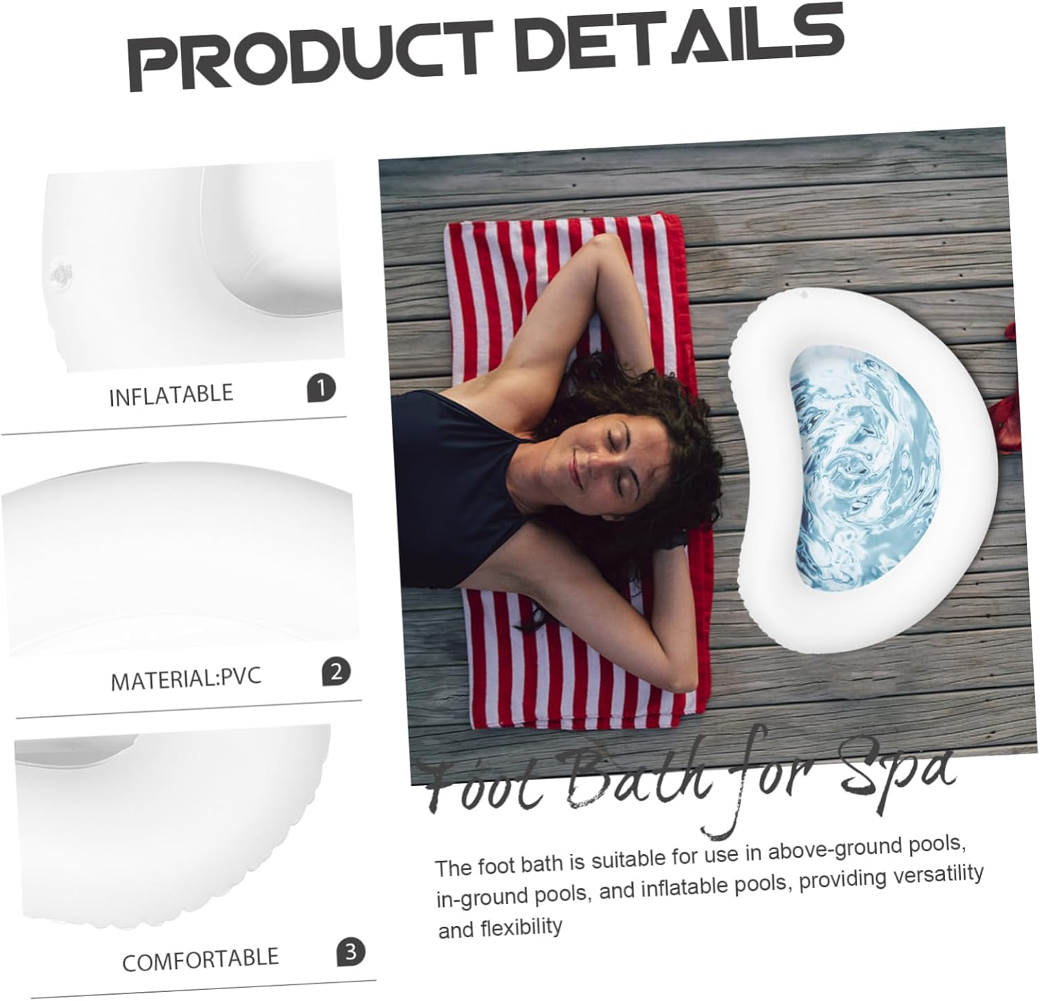 Inflatable Spa Footbath Foot Soaking Bath Water Basin for Foot Pool Foot Bath Foot Soaking Basin Portable Foot Bath for Pool Entry Portable Body Washing Basin Foot Soaker Tub PVC image number 3