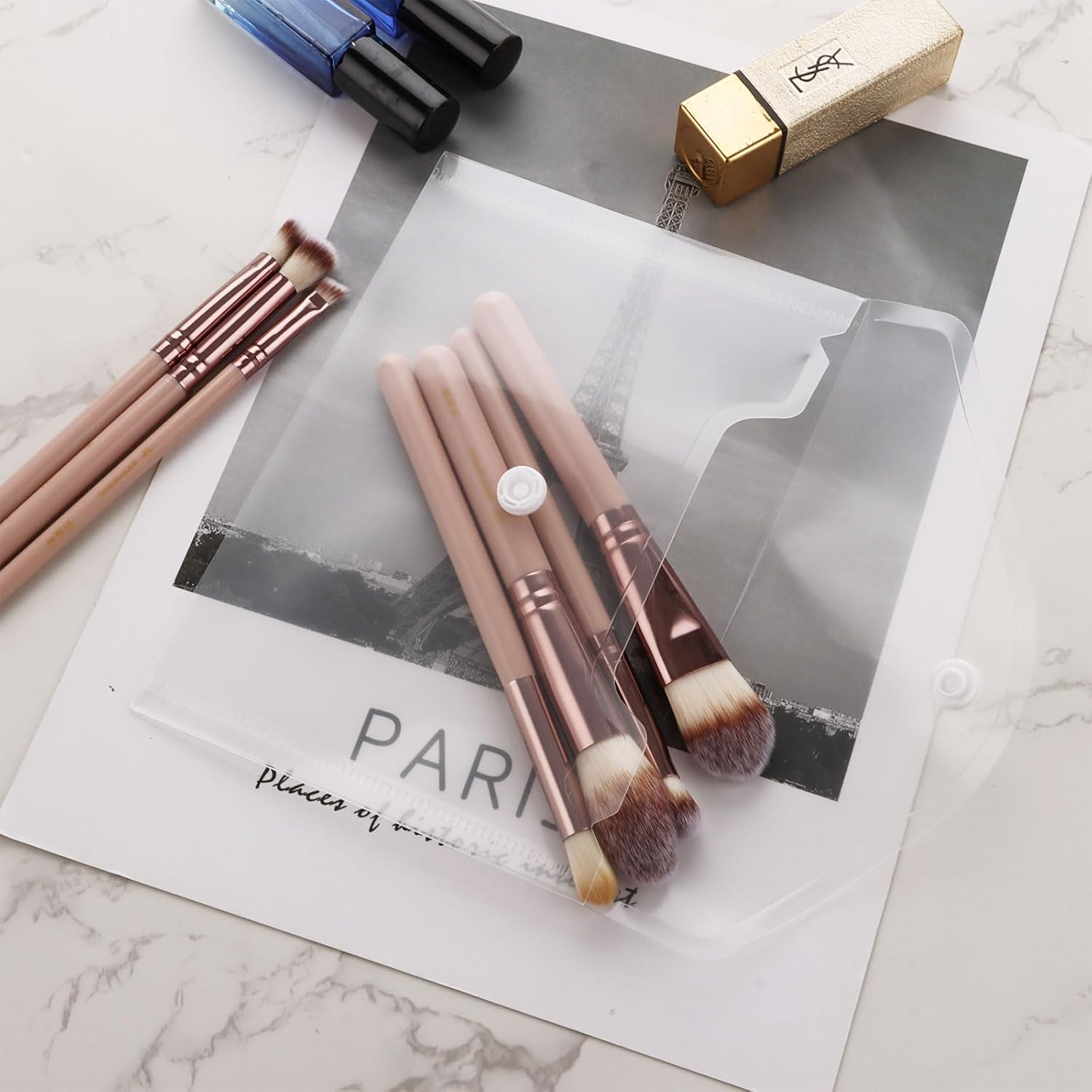 SHUESS 50 Pcs Plastic Wallets A6 - A6 Envelopes - Small Plastic Wallets - Clear Folders for Paperwork for Home, Office, School image number 1