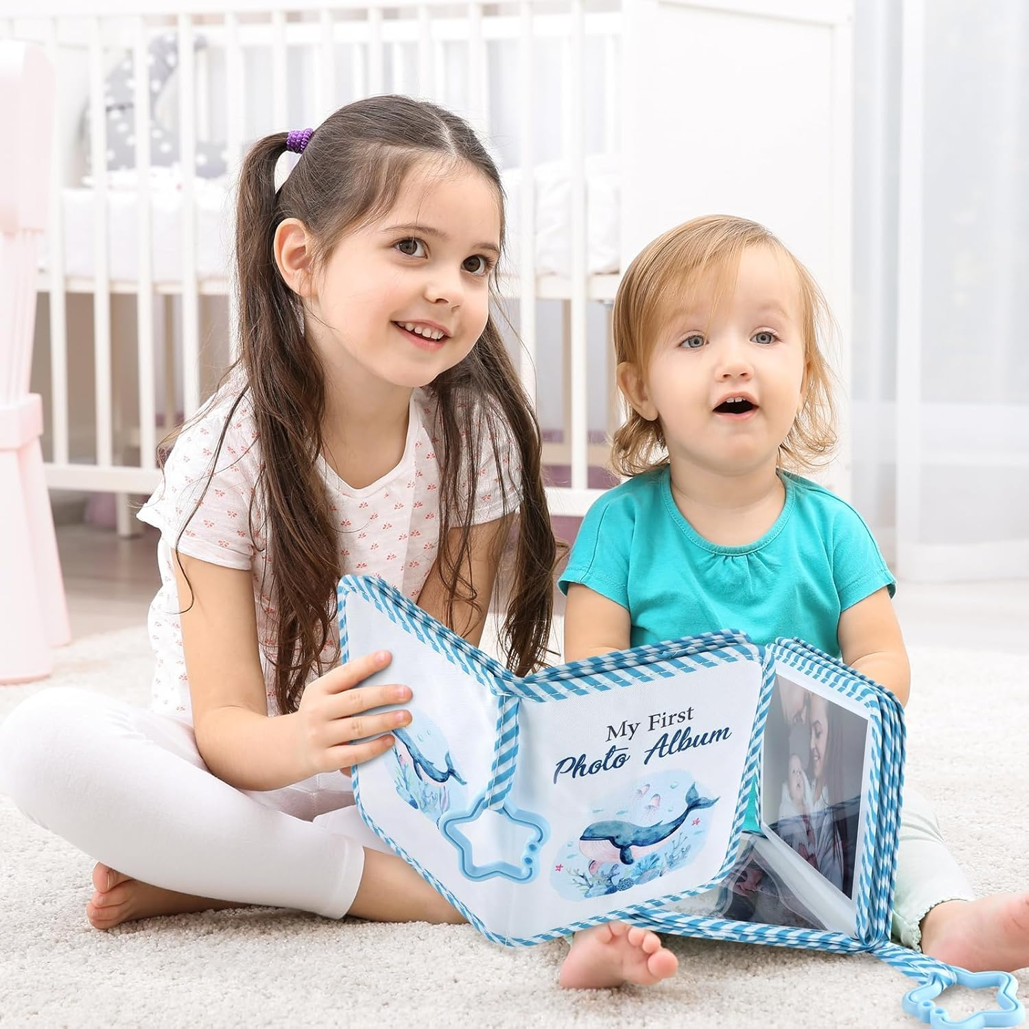 Baby'S My First Family Album Soft Photo Cloth Book Sea World My First Book of Photos Baby Memory Album Gift Holds 4X6 Pictures for Babies Newborn Toddler & Kids Girls Baby Shower image number 5
