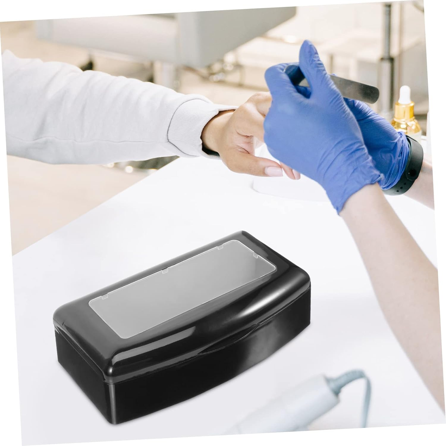 NULYLU Nail Care Tool Tray Box Sterilizer Tray for Tweezers Hair Cutters Manicure Kit image number 2