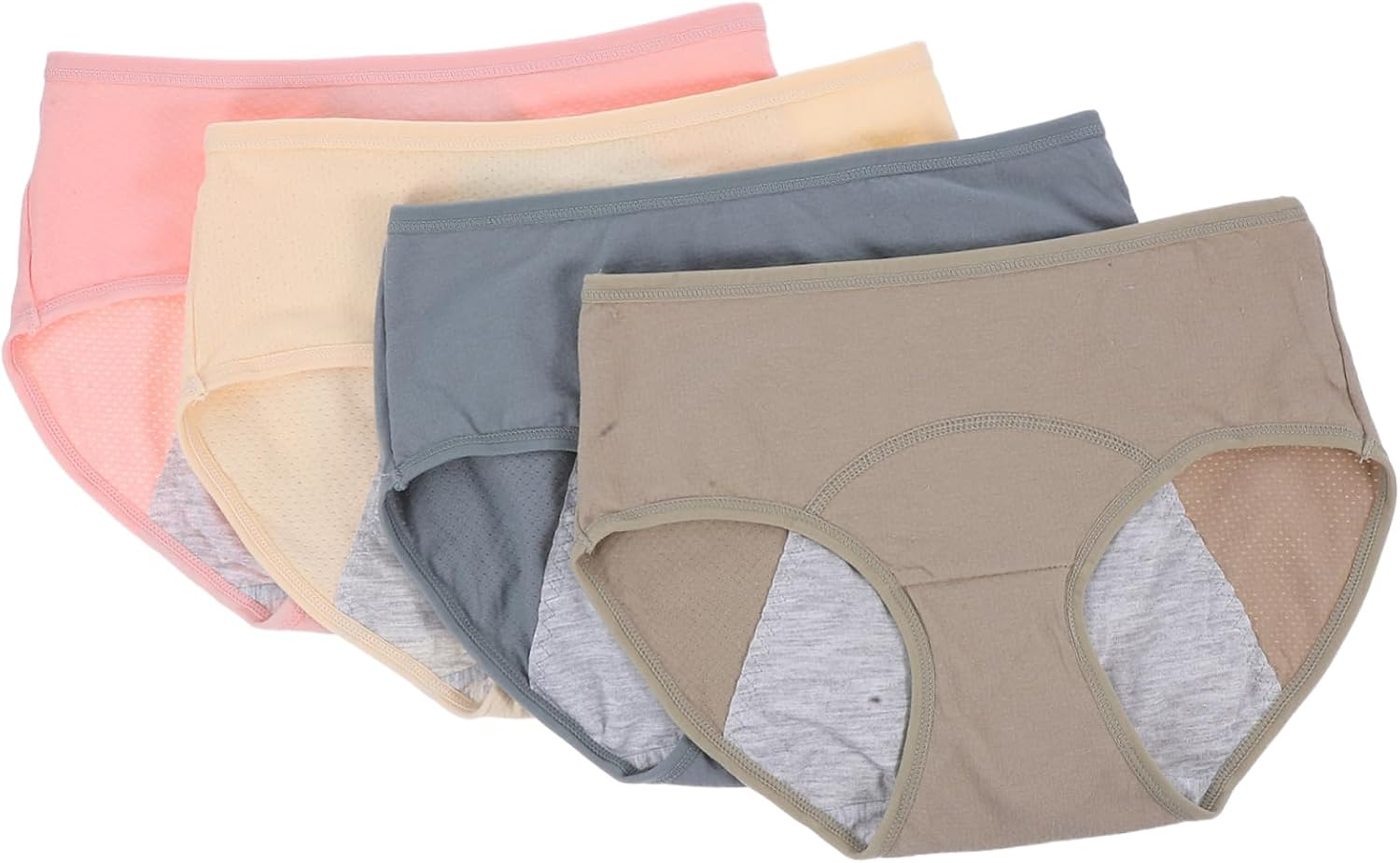 Leak Underwear Women Mid Waisted Period Briefs Comfortable Breathable Cotton Seamless Panties for Secure Fit Suitable for Grey