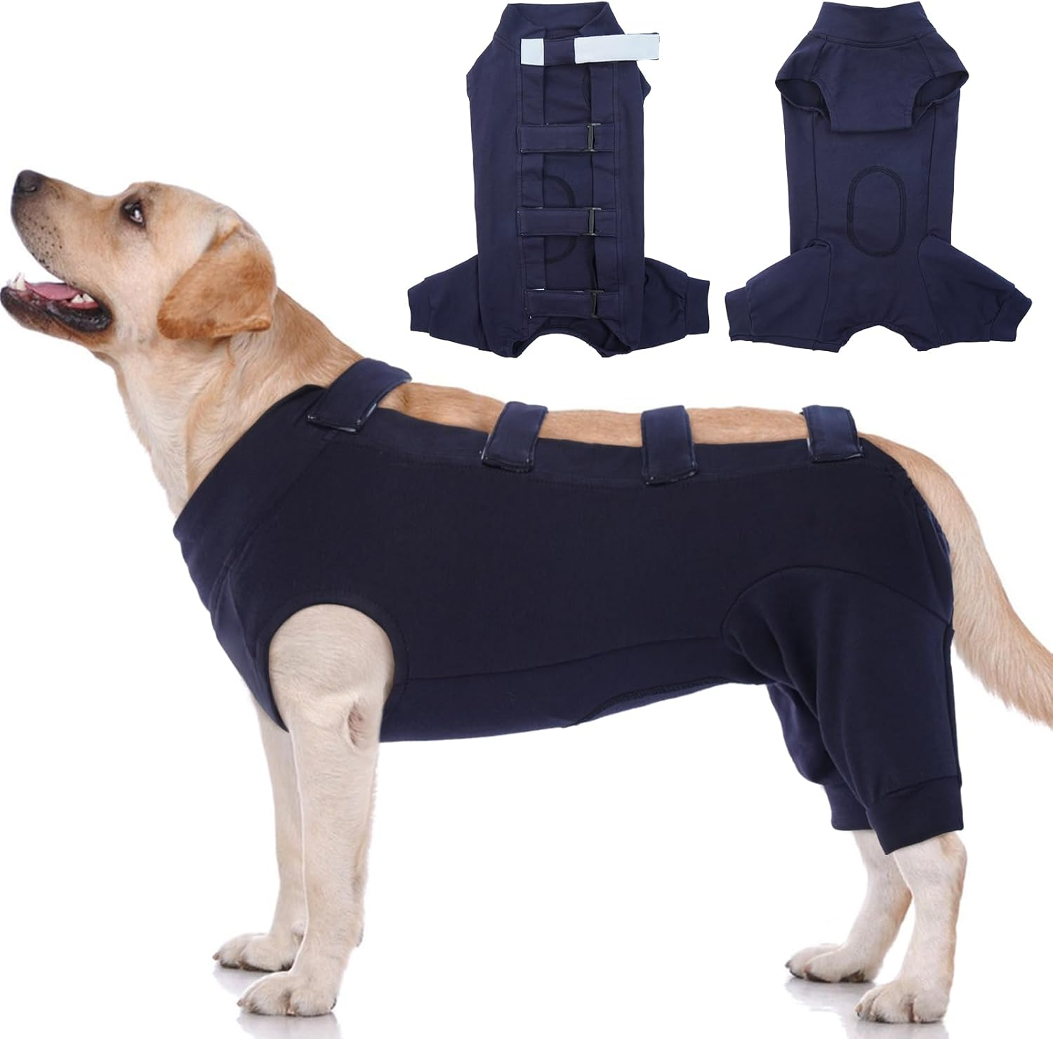 Iecoii Dog Recovery Suit - Soft Surgical Onesie for Post-Surgery Dogs, Protects Abdominal & Rear Leg Wounds, Stops Licking, L-Rosered