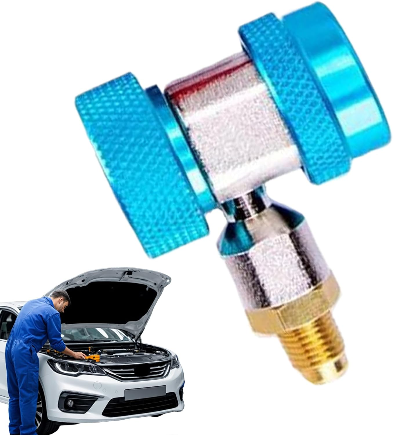 R134A Quick Coupler Adapters,R134A Manifold Gauge Adapters | Leak-Proof Adjustable Automotive RV Auto Connector for Air Conditioning Systems - High Pressure image number 2