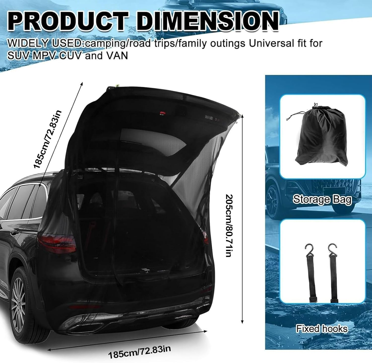 Tent Tailgate Shelter - Car Awning Camping Sun Shelter | Car Awning Tent | Anti-Gnat Mesh Cover Ventilation for Tailgate Setups Toilet Privacy for Beach Roadside RV Truck Bed Long Travel