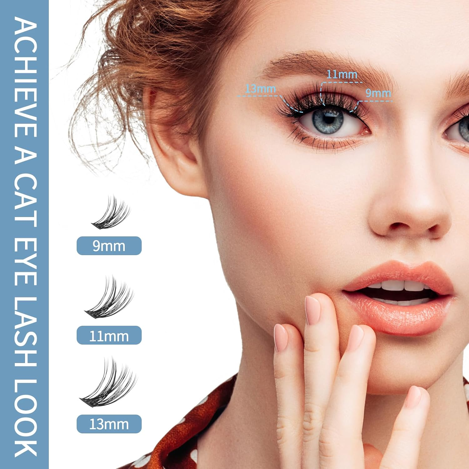 MAGEFY False Eyelashes 144 Clusters of Eyelashes 9-13Mm Segmented Eyelashes with Longer Curls C Personal DIY Home Eyelashes of Different Lengths image number 2