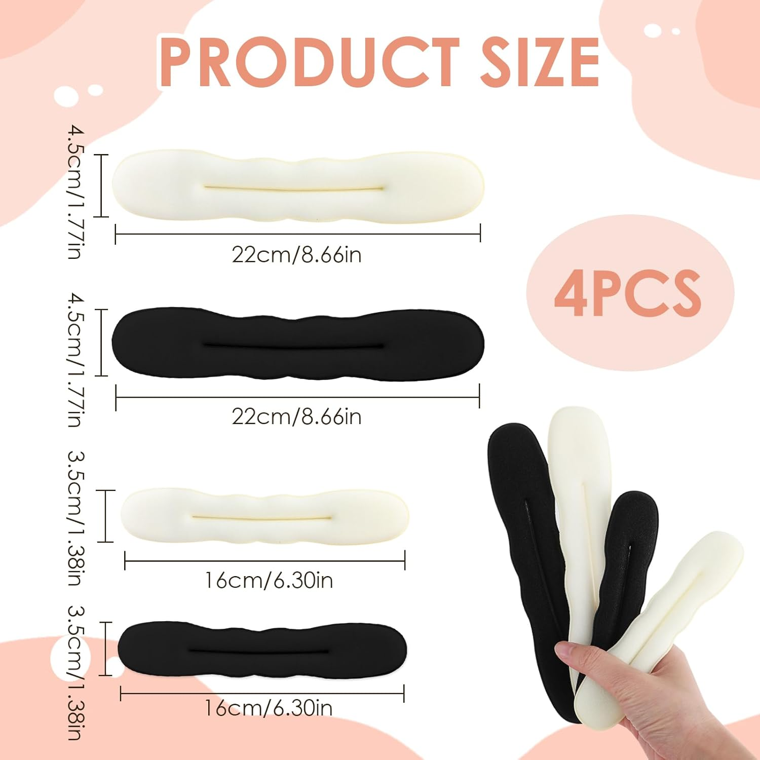 Bun Pillows, Pack of 4 Magic Hair Bun Maker, Girls Ladies Hair Styling Tool, Updo Accessories for Women, Girls, Women, Children, Ballet image number 2