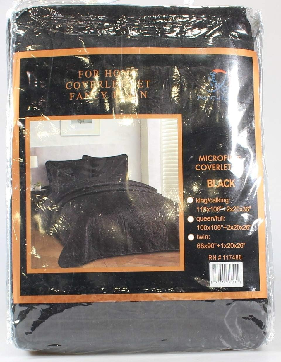 Fancy Collection Luxury Bedspread Coverlet Embossed Bed Cover Solid Black New over Size 118"X106" King/California King