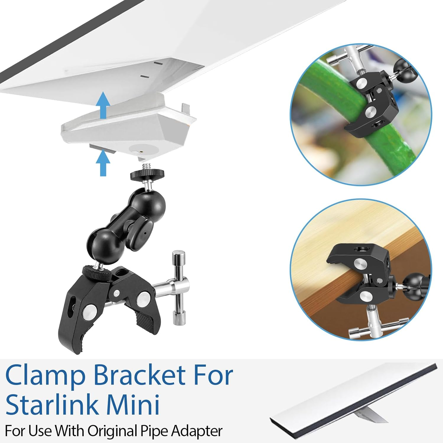 Daboot Starlink Mini Mount - 360&deg; Adjustable RV Ladder Clamp Mount for Starlink Mini Accessories Fits 1.5&ndash;5.3CM Pipes, Ideal for Roof Racks, Boats, Vans, Campers, and Outdoor Use image number 6