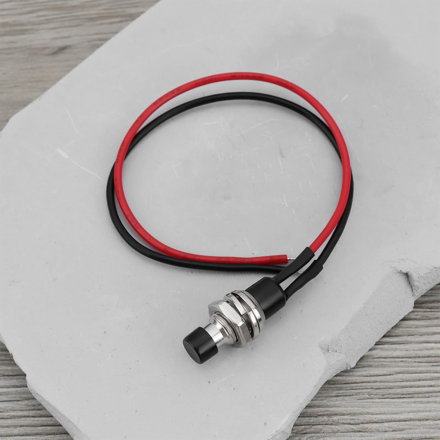 Emagtech 10PCS SPST Mini Push Button Pre-Wired 12V DC 5A Line Length 14Cm Button Thread Diameter 1/4 Inch for Light Switches Car Horns image number 4