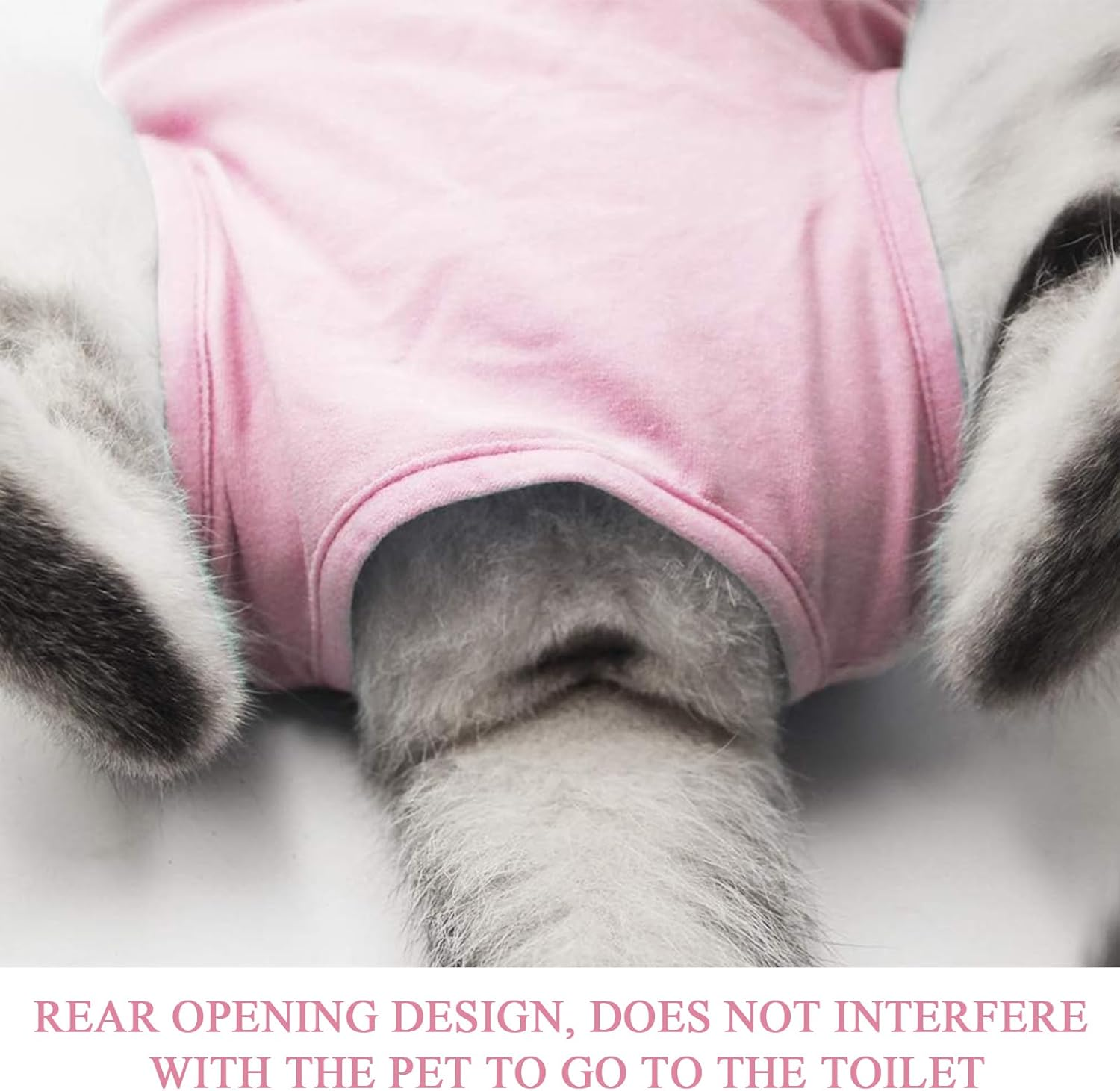 Recovery Suit for Cats Pets Protection Clothing Weaning Leak Protection Suit Recovery Suit E-Collar Alternative Cat Abdominal Wounds Prevent Licking for Cats Dogs (M, Pink) image number 1