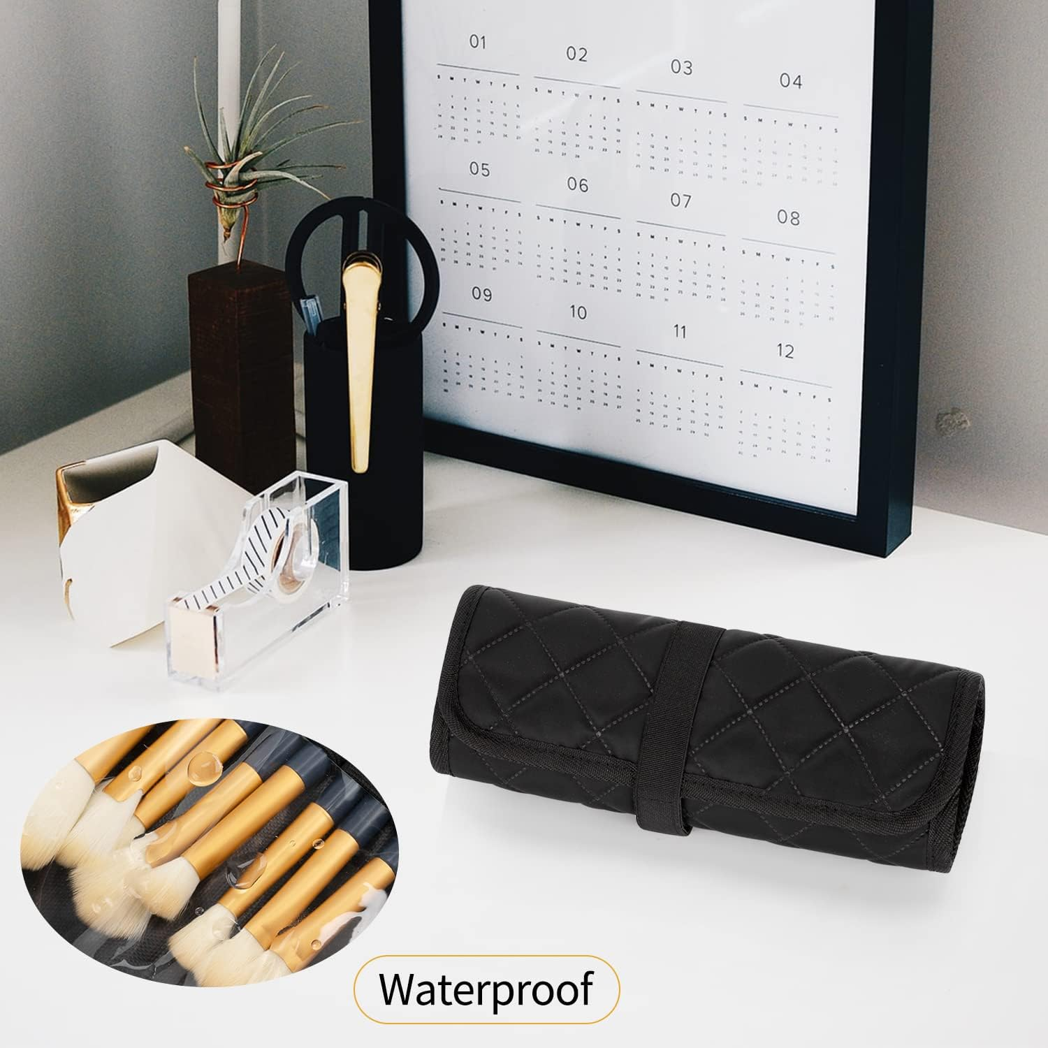 OCHEAL Makeup Brush Holders, Black Rhombus, Small(Pack of 1), Style-1 - Floral image number 4