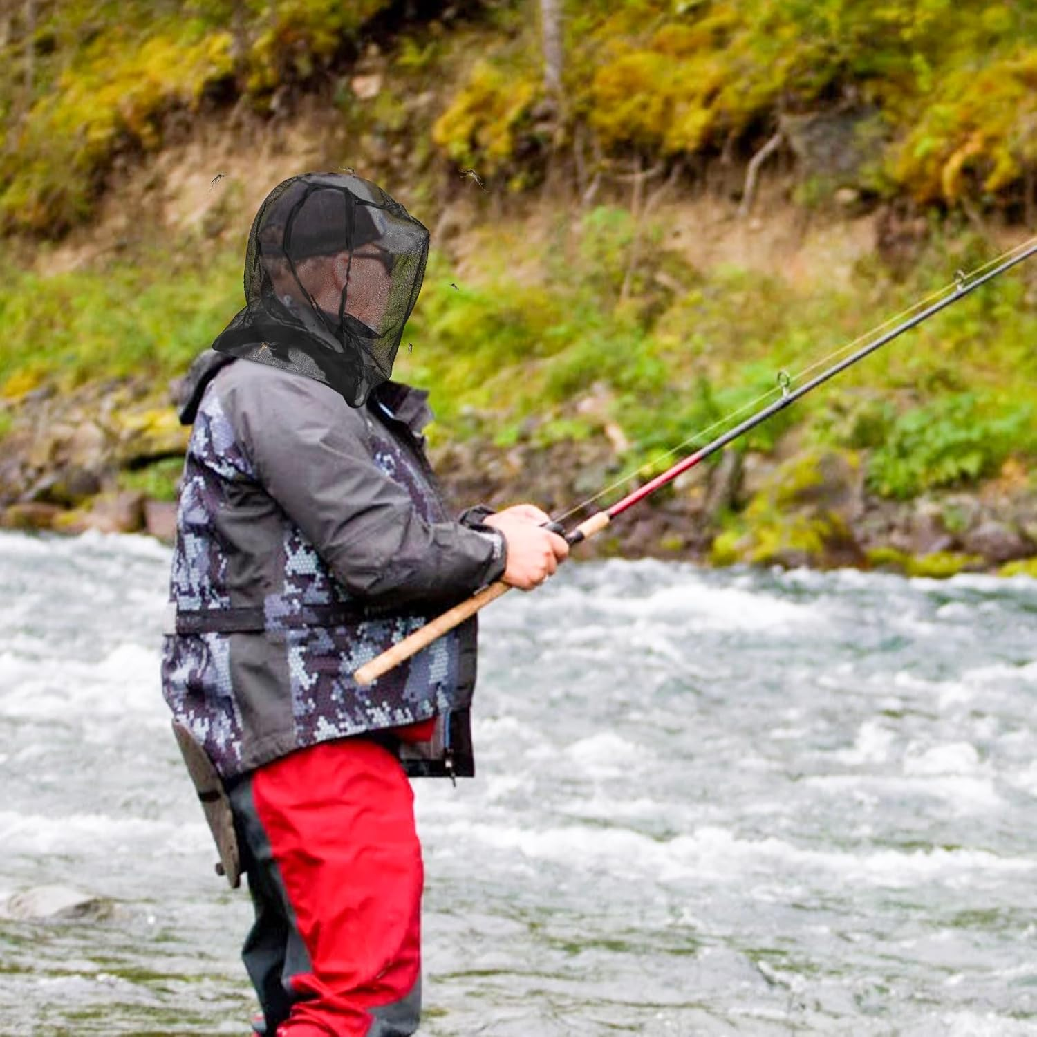 Tupi Premium Mosquito Head Net, Bug Face Netting for Hats, Fly & Bug Protection | Ultra Large & Long, Extra Fine Holes for Camping, Hiking, Fishing, Gardening, Fits All Hats for Men & Women, 2 Pack image number 5