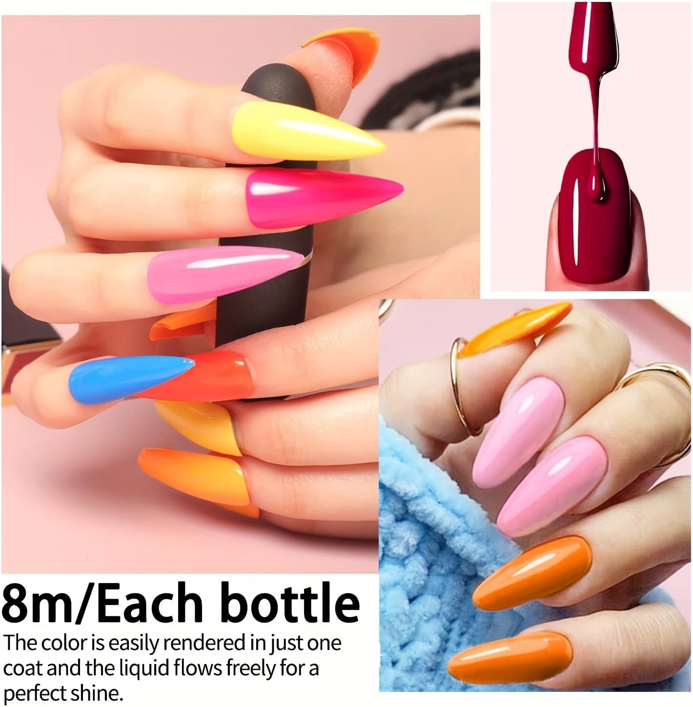 Finger Secret 55+5 Color Gel Nail Polish Set, Full Colors Necessary Professional Nail Art DIY Tools, 8Ml Each Lasting and Durable Soak off Gel / UV Gel Nail Polish Ideal for Nail Salon or Home DIY Color Gel Nail Polish image number 2