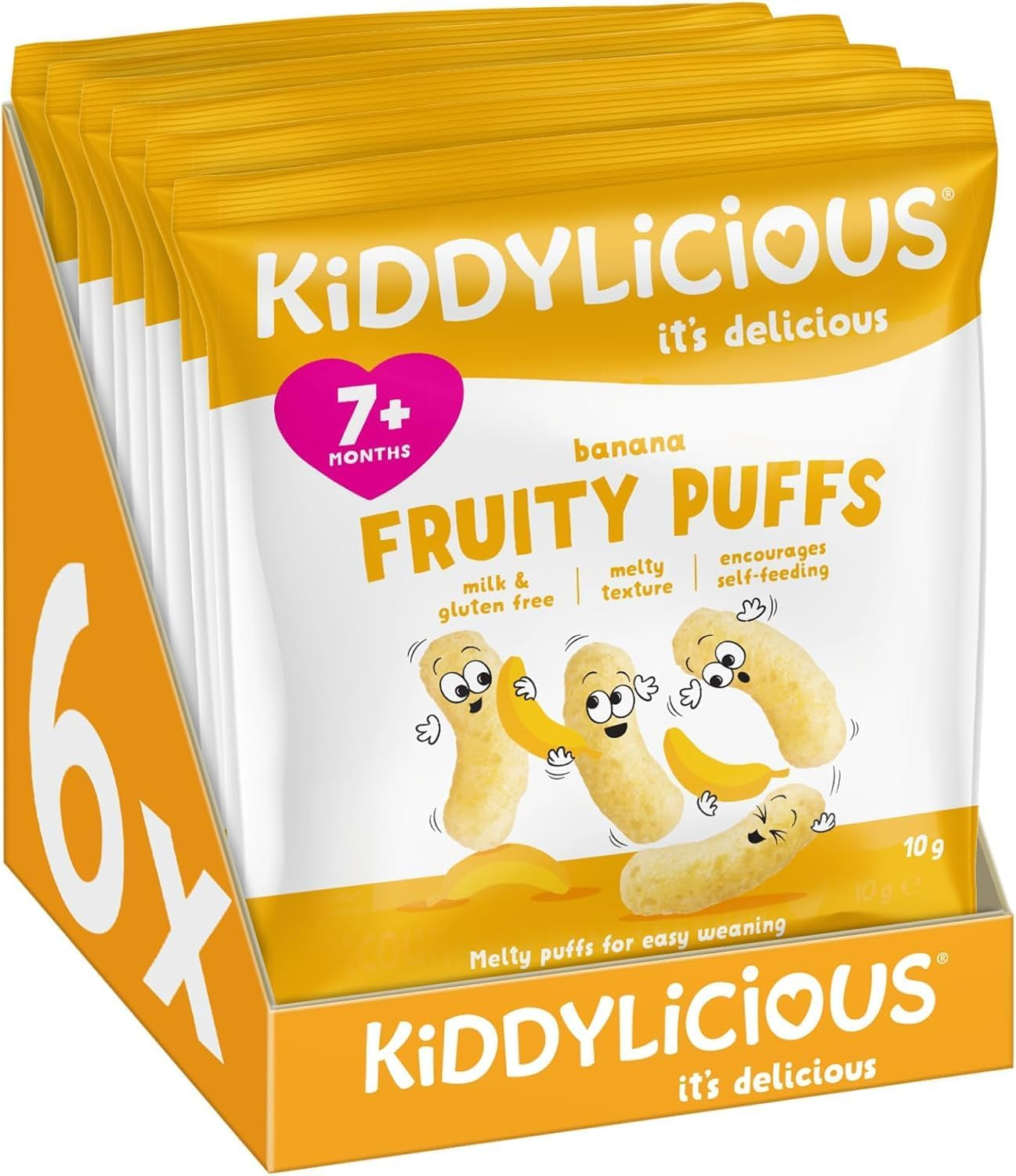 Kiddylicious - Fruity Puffs - Banana - Delicious Snacks for Babies - Suitable for 7+ Months - 10G image number 1
