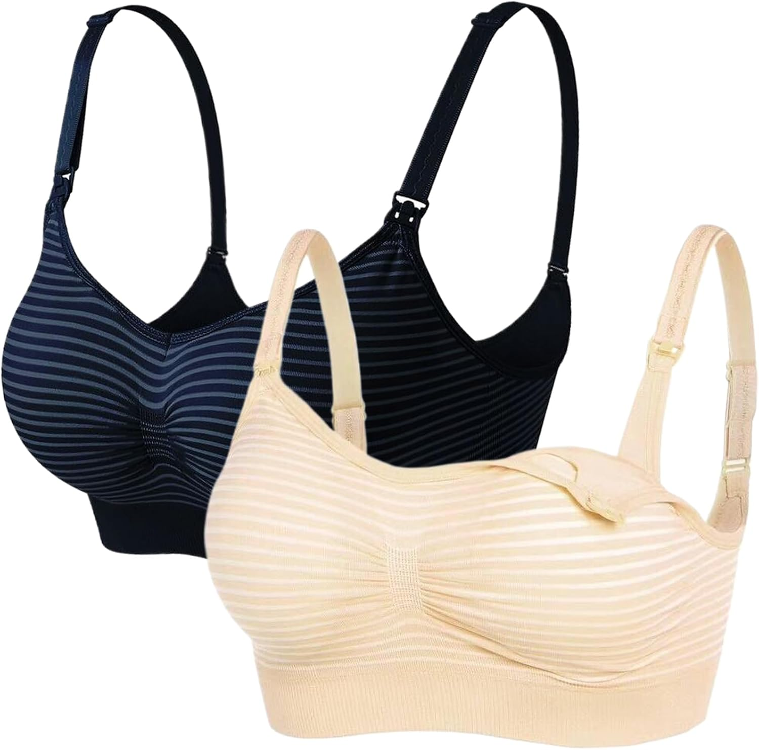 Dress Cici Hands Free Breastfeeding Nursing Bra for Large Breast, Front Clip Maternity Pregnancy Bras, 2 PCS