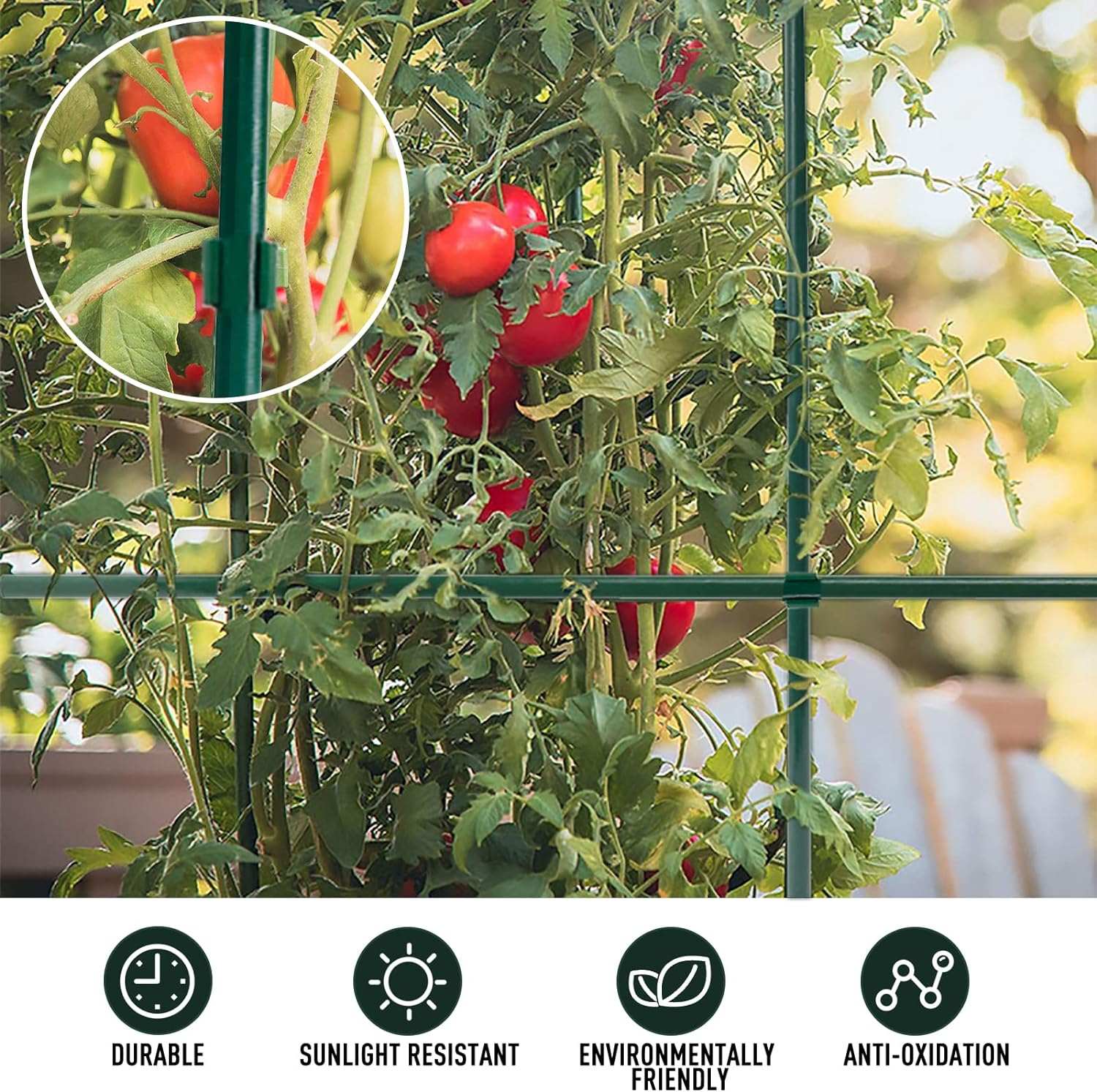 MAXPACE 62Pcs Garden Stakes Kit: Includes 20 Sets of Fiberglass Plant Sticks Supports & Accessories for DIY 4Ft, 5Ft, 6Ft, 7Ft Stakes for Tomato, Vegetables, Indoor & Outdoor Gardening Supplies image number 5