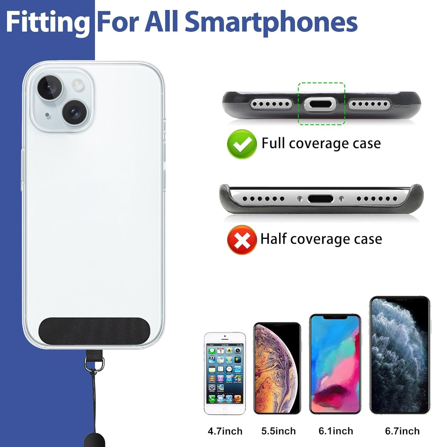 XILIYAI 2 Pack Black Nylon Classic Phone Lanyard Wrist Strap, anti Theft Strap, Compatible with Iphone and Most Cell Phones - 5Pack Multicolor image number 4