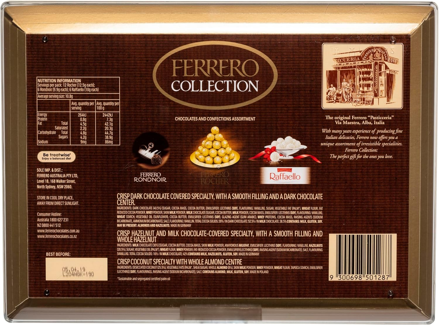 Rocher Ferrero Collection, Raffaello Rondnoir Chocolate Gift Box (Packs of 24)