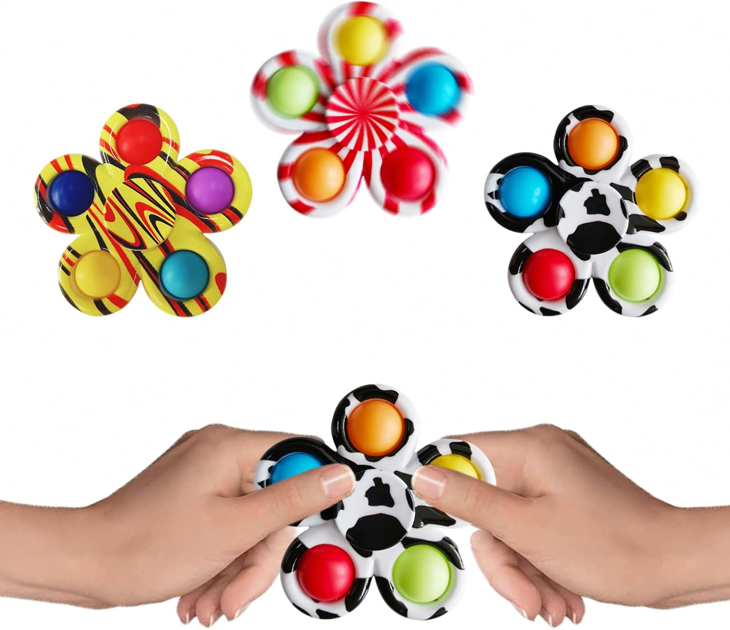 DUBANJOWE 12 Pcs Pop Bubble Fidget Spinners for Party Favors, Hand Fidget Bulk Toys for Classroom Prizes, Halloween, Christmas, Valentine Gifts for Kids, Teens, Adults (Unisex) image number 1