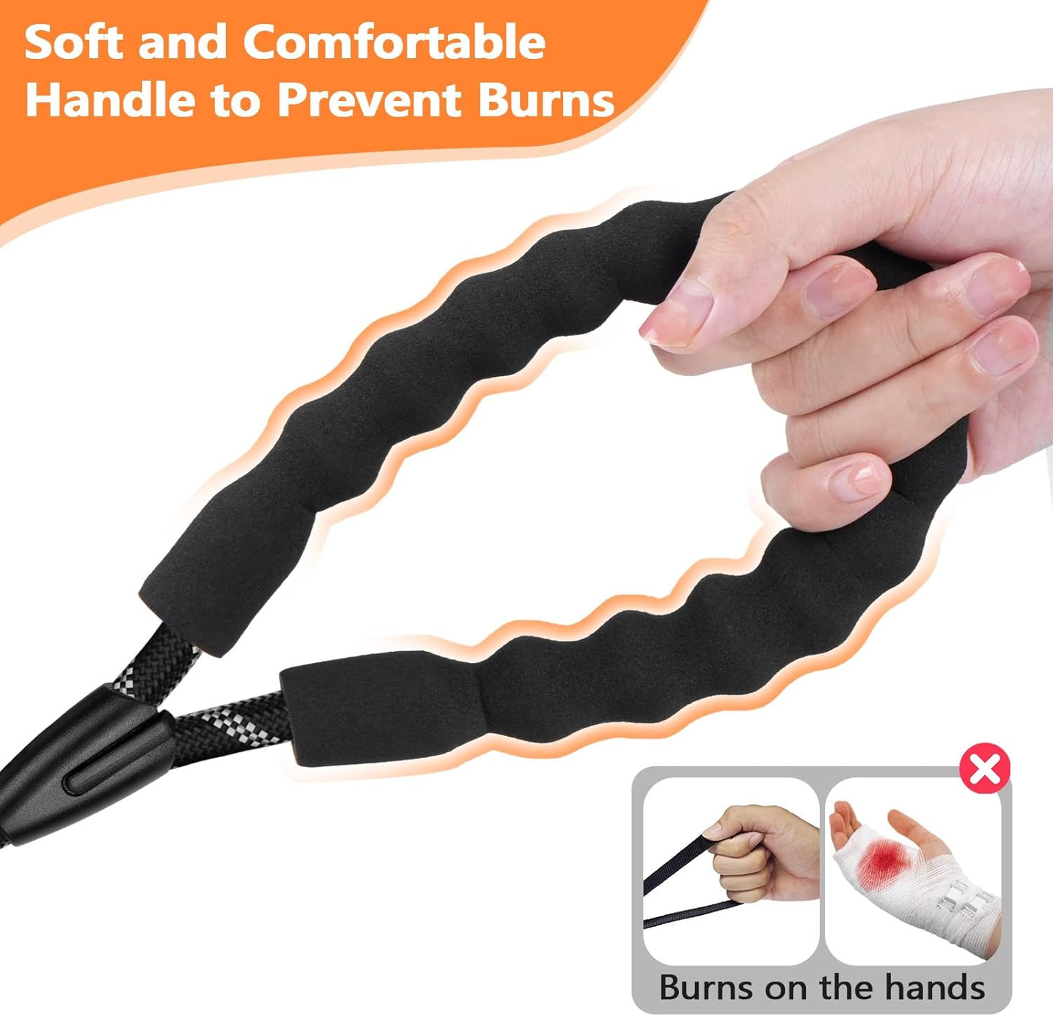 Dog Leash 15M(50Ft), Heavy Duty Reflective Recall Training Leads, Rope Dog Leads for Large Medium Small Dog, Long Leash for Dog Training, Walking, Playing, Black image number 3