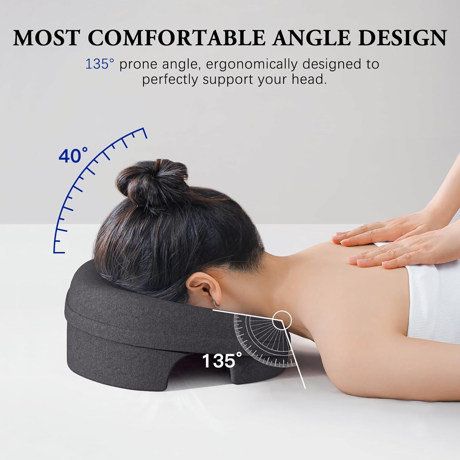 Face down Pillow and Massage Headrest for Bed, 3-Air-Hole Pillow for Stomach Sleeper, Suitable for Beach Tanning, Home Massages, Eye Surgery Recovery, Back and Waist Pain, Etc (Black) image number 1