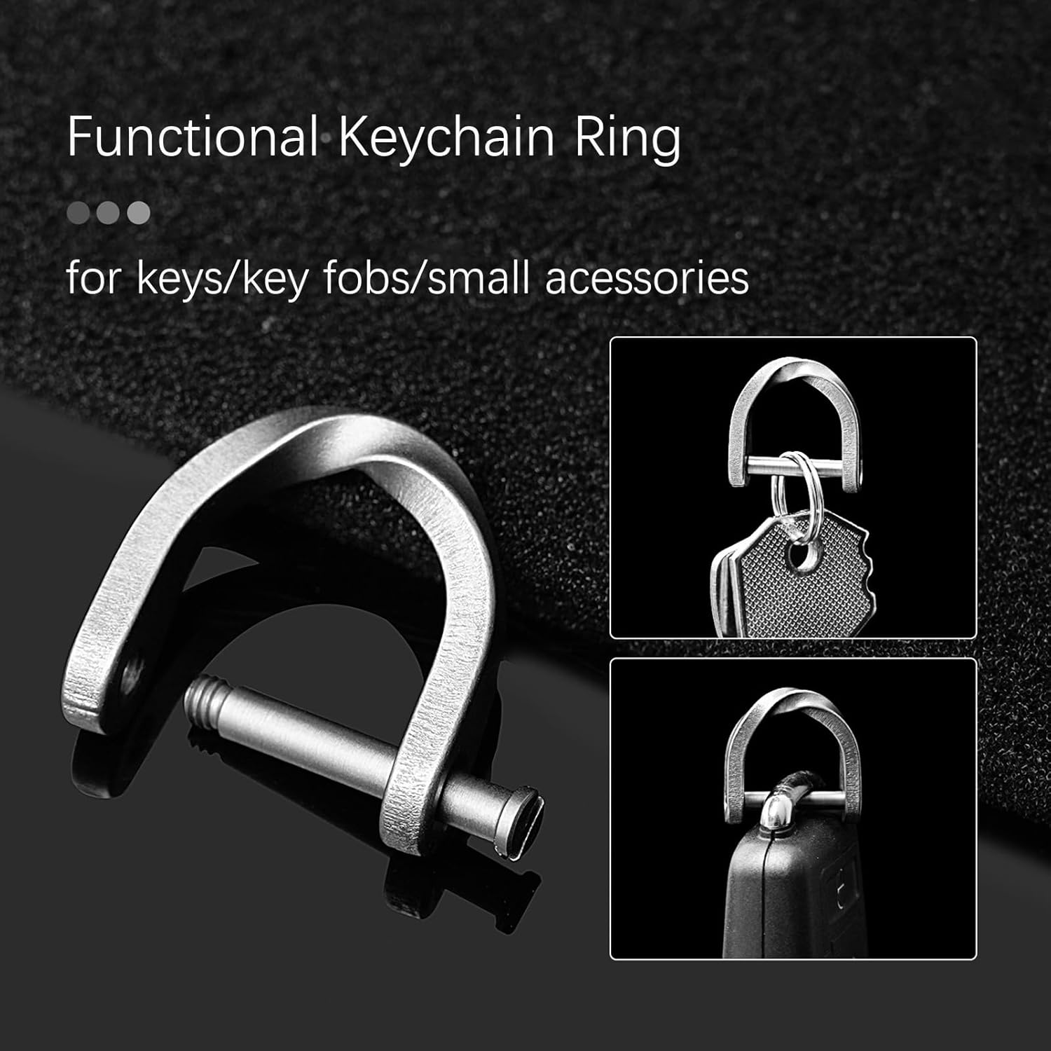 Titanium U Shape D Rings, Screw Shackle Keychain Rings for Car Keys, Horseshoe Keyring image number 6