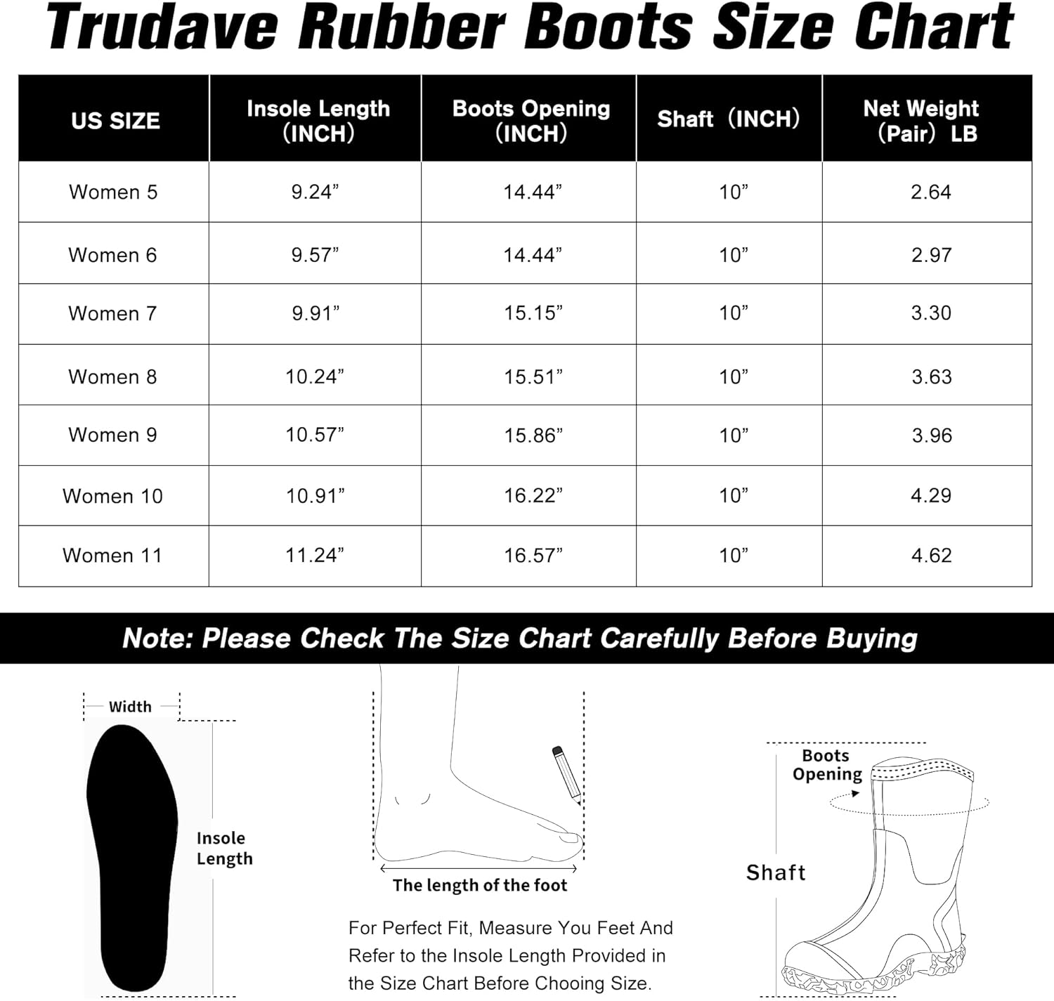 Trudave Rubber Boots for Women with Steel Shank, 6Mm Neoprene Mid Calf Rain Boots, Waterproof Insulated Mud Work Boots All Season, Size 5-11 image number 7