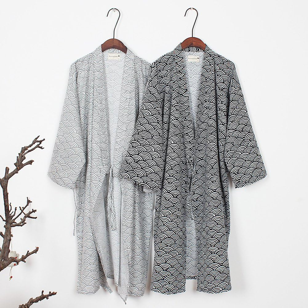 FANCY PUMPKIN Men'S Yukata Robes Kimono Robe Khan Steamed Clothing Pajamas, Navy192, Large image number 1