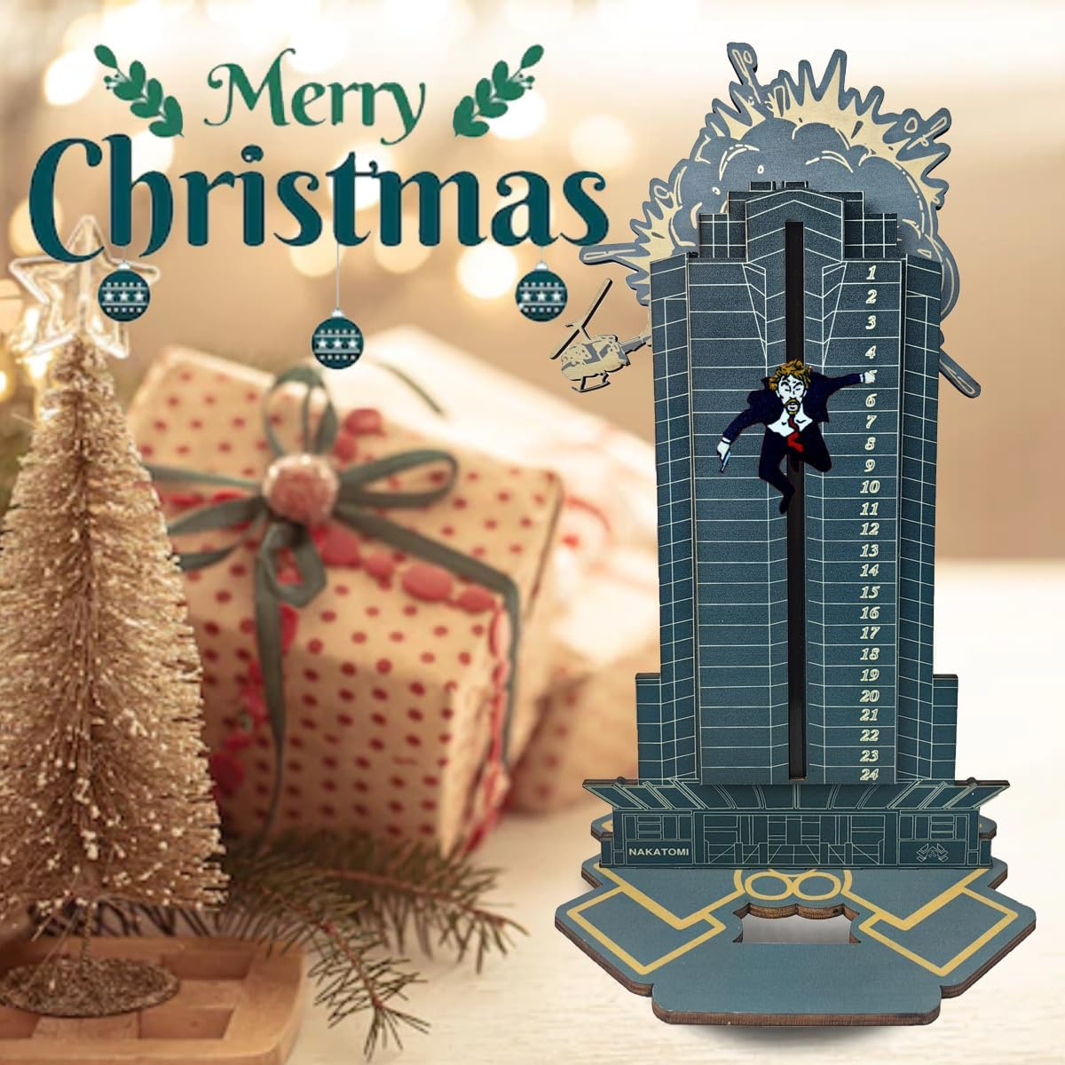 Die Hard Advent Calendar, Christmas Countdown Calendar, Magnetic Wooden 24 Days of Christmas Advent Calendar for Kids Christmas Advent Gifts Home Table Party Decorations (Blue Die Hard Advent Calendar - Blue Die Hard Advent Calendar 2024 image number 3