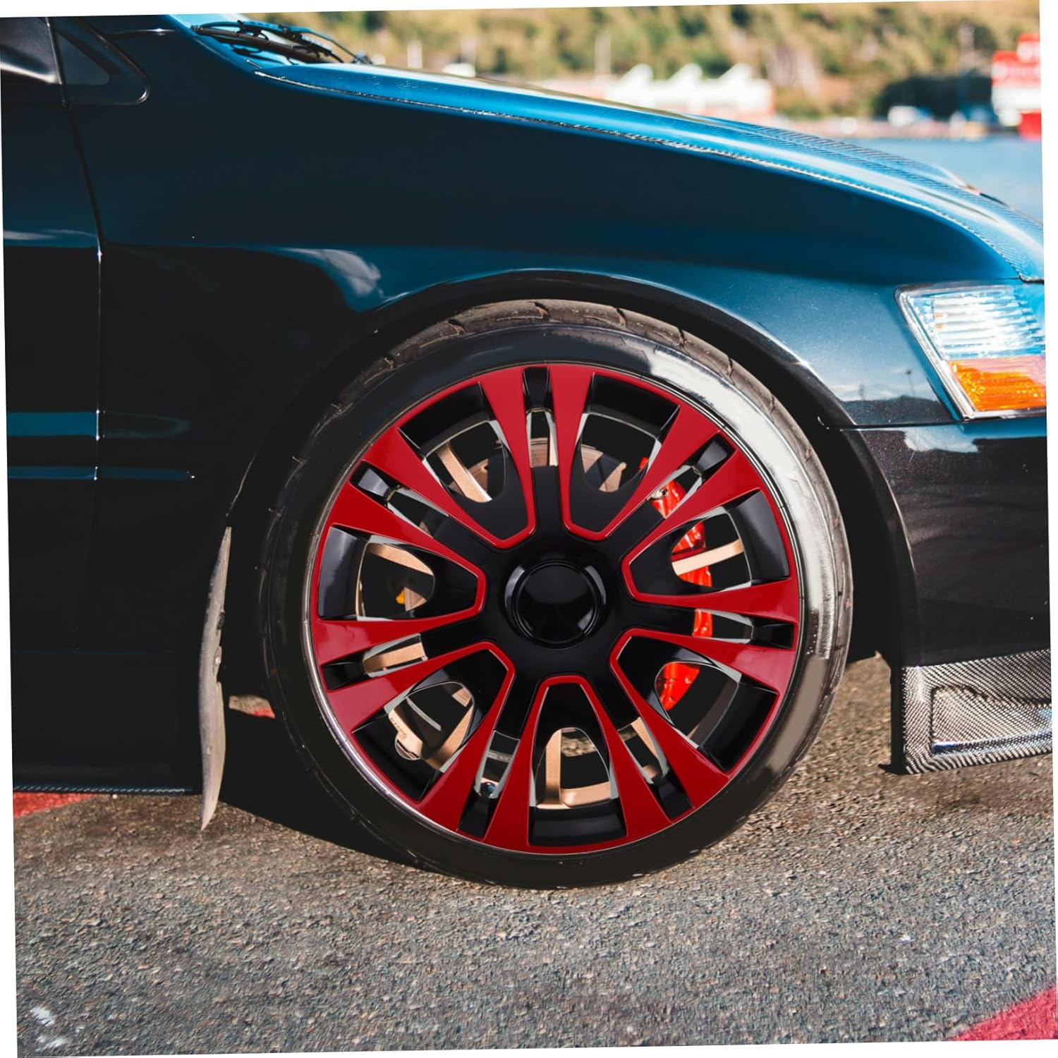 SEWOART 1Piece Wheel Cover Material Easy Installation Fit for Cars Stylish Red Auto Accessories for Enhanced Vehicle Appearance image number 3