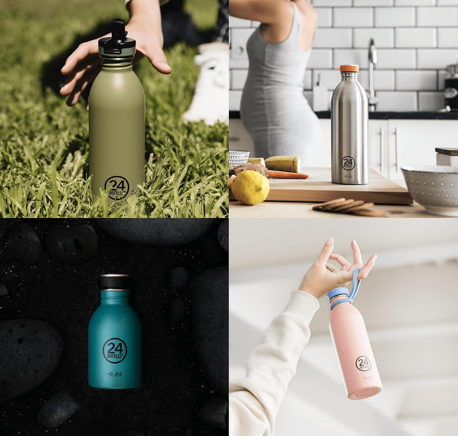 24Bottles Urban 1L/500Ml/250Ml Water Bottle, Drinking Bottle with 100% Density Closure, Eco Bpa-Free Stainless Steel Drinking Bottles with Italian Design [Non-Thermal, Ultralight]