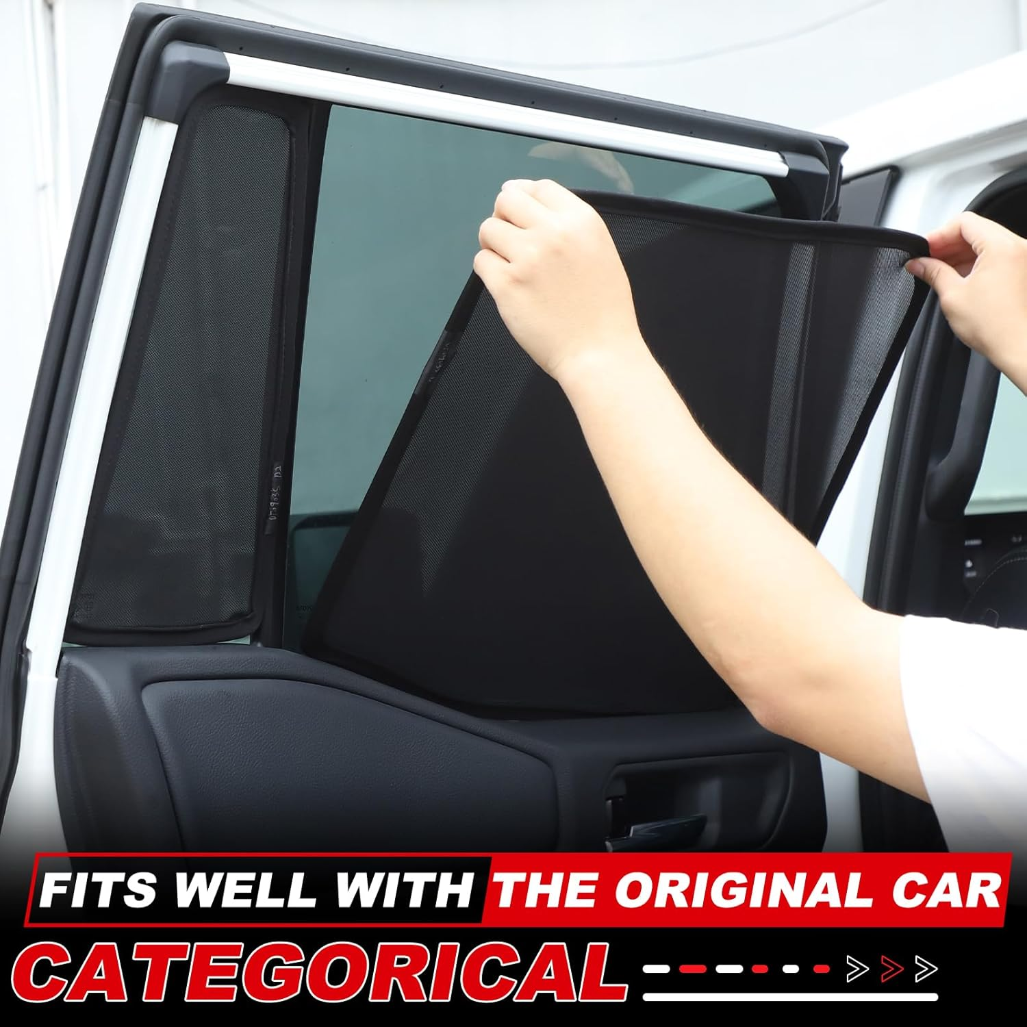 Yinaniutos Window Sun Shade Compatible with Toyota Land Cruiser Prado 250 2024 2025 | Windscreen Blind Mesh | Polyester (Rear Side Windows 4Pcs) image number 1