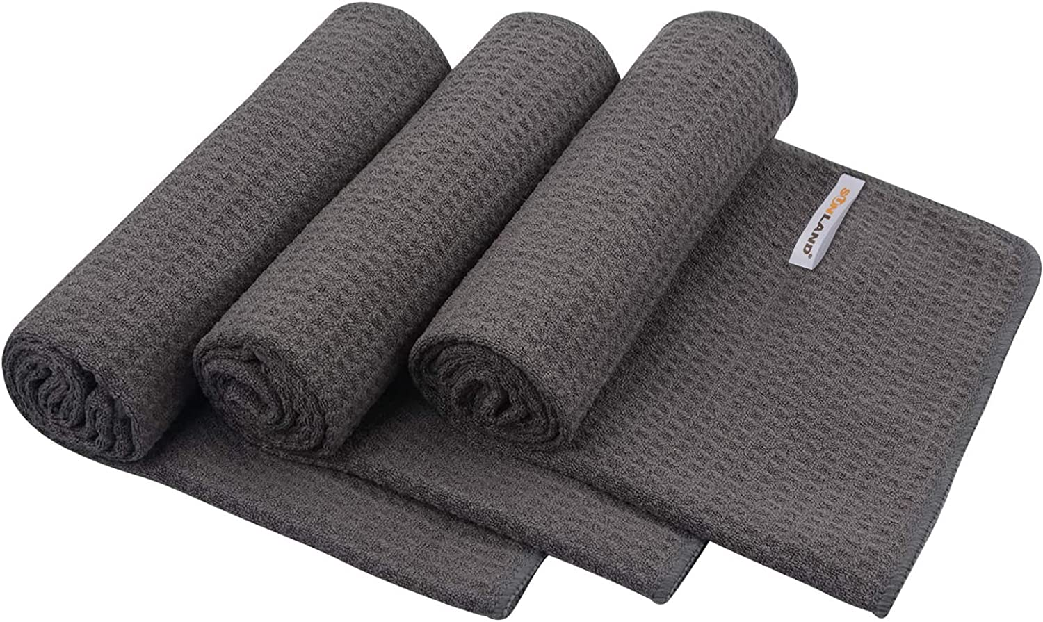 SUNLAND 3 Pack Microfiber Sports Workout Towels Fast Drying Fitness Sweat Towels for Men & Women Lightweight Multi-Purpose Gym Exercise Towel 16Inch X 32Inch Grey