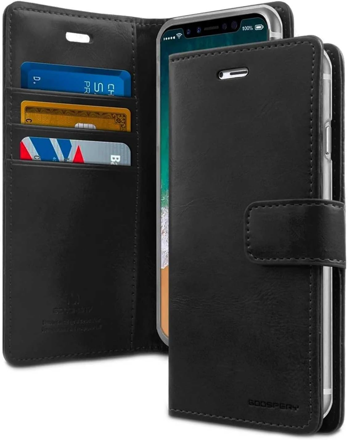 Mercury Goospery Blue Moon Diary Wallet Case for Iphone 14 Pro Max (6.7") - Black