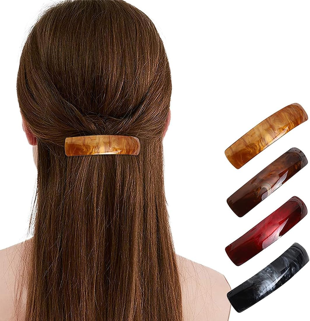 RGZ 4Pcs Large Automatic Thin Medium Hair Clips for Fine Hair and Vintage Style Hair for Women image number 4