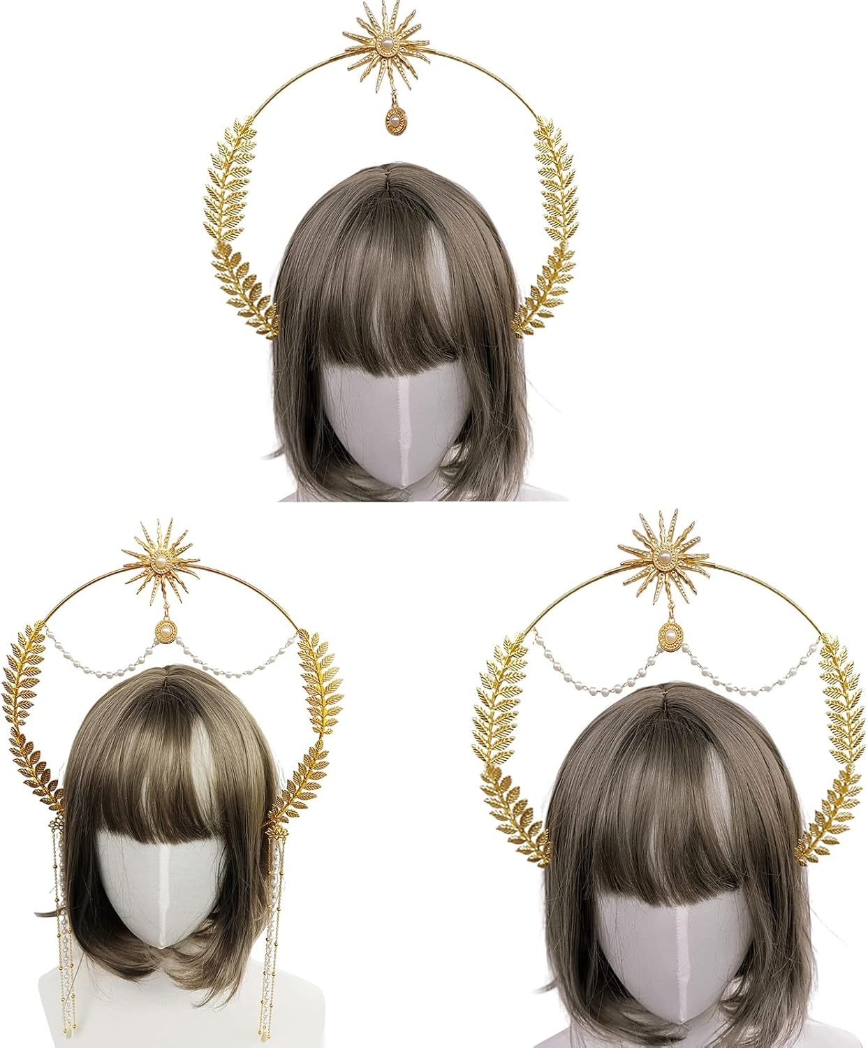 Halo Crown Headband Virgili Wedding Headband Sun Headband Boho Tiara Headdress Party for Women image number 1